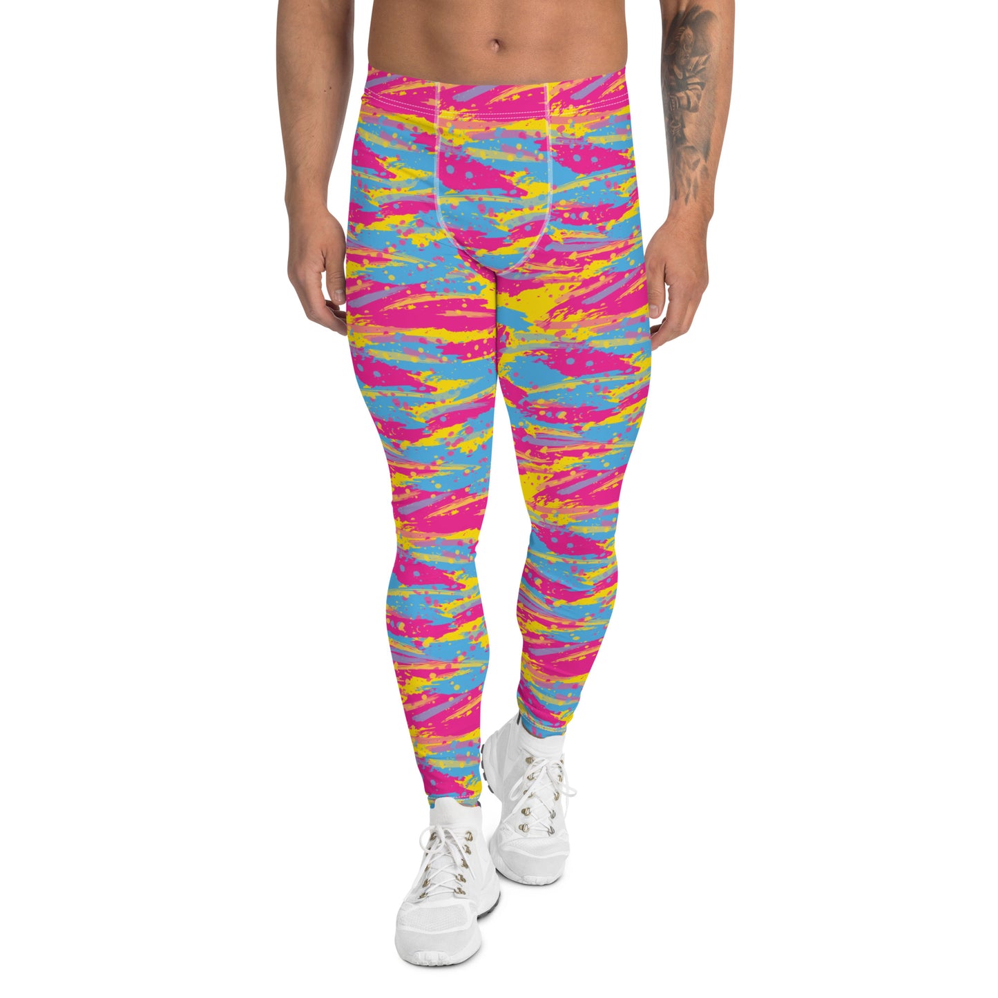 Pansexual Pride Men’s Leggings - LGBTQIA Pink, Blue, Yellow Athletic Pants - Parade Club Vacation Running Swimming