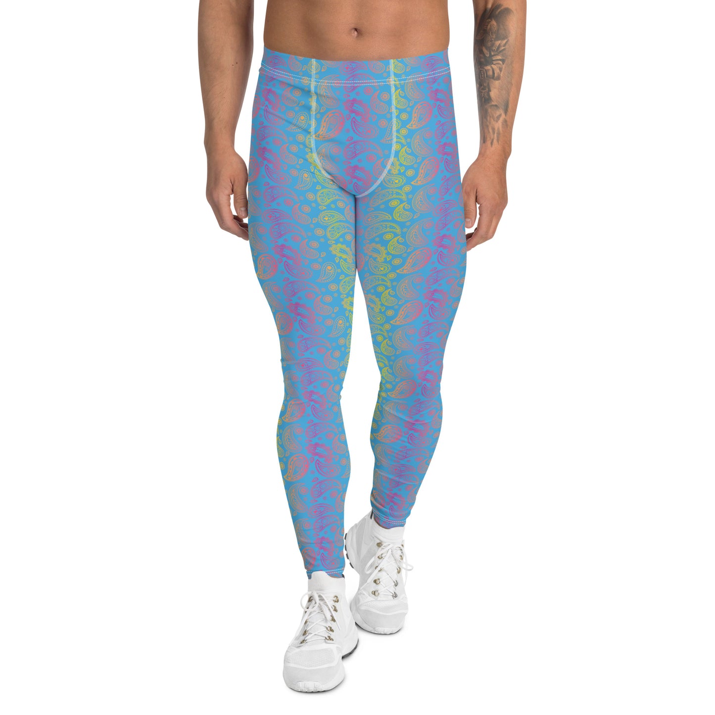 Pansexual Pride Men’s Leggings - LGBTQIA Pink, Blue, Yellow Athletic Pants - Parade Club Vacation Running Swimming