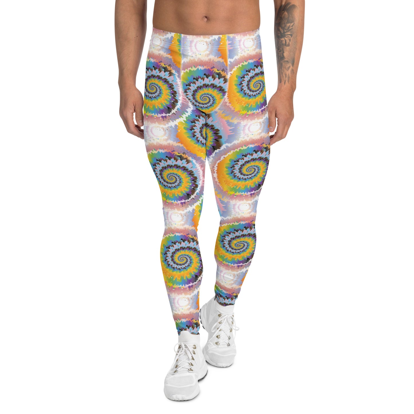 Progress Pride Men’s Leggings - LGBTQIA Red, Orange, Yellow, Green, Rainbow, Purple, Black, Pink and White Athletic Pants - Parade Club Vacation Running Swimming