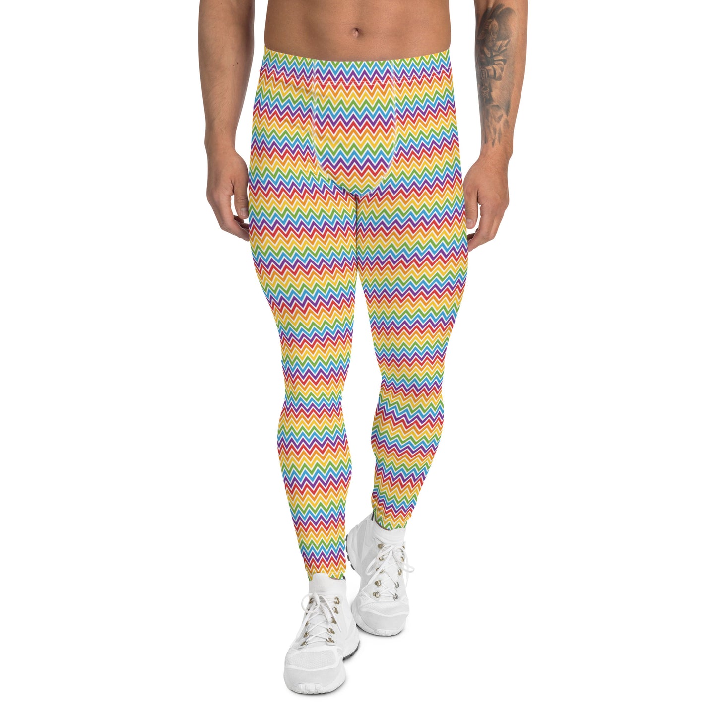 Rainbow Pride Men’s Leggings - LGBTQIA Red, Orange, Yellow, Green, Blue, Indigo, and Viole Athletic Pants - Parade Club Vacation Running Swimming