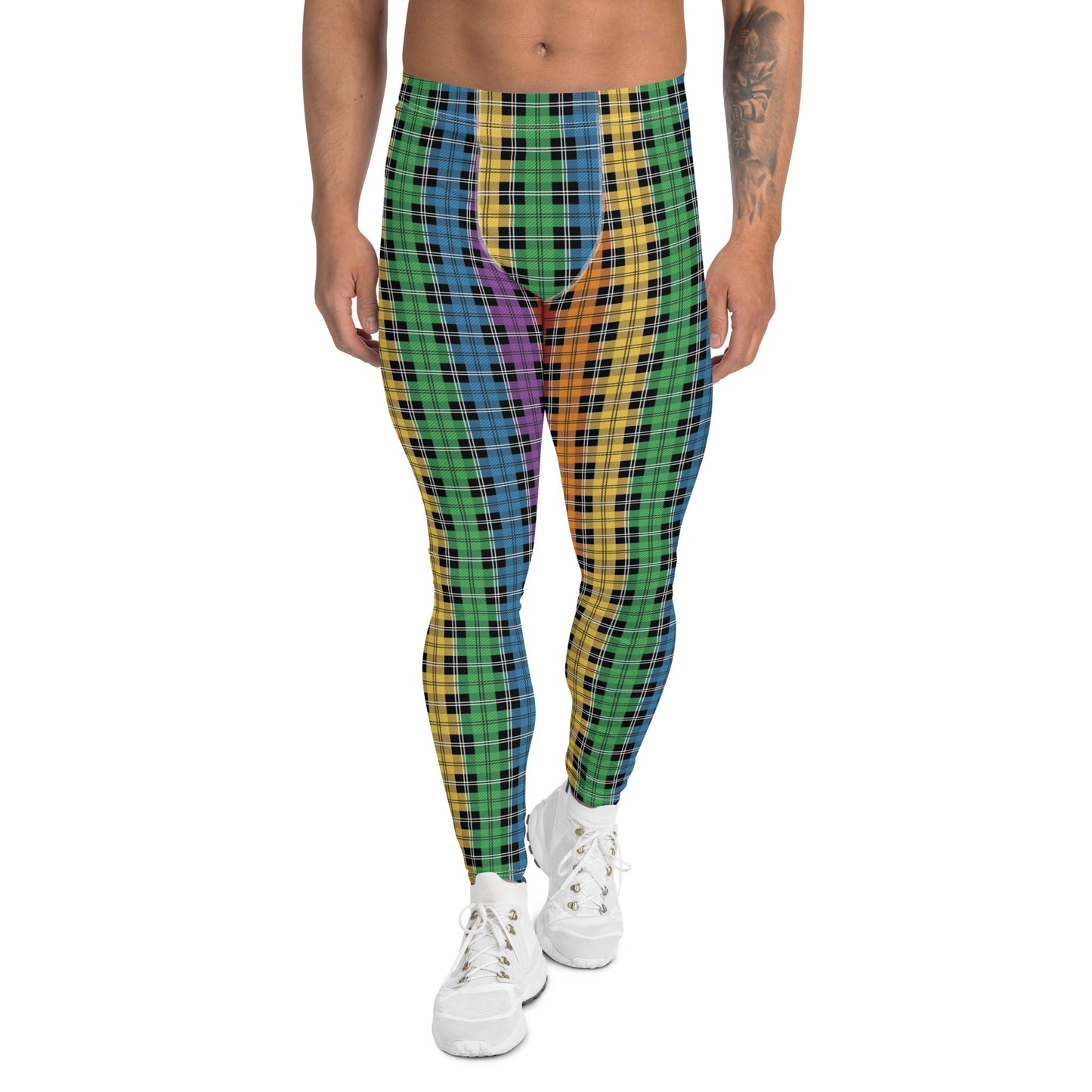 Rainbow Pride Men’s Leggings - LGBTQIA Red, Orange, Yellow, Green, Blue, Indigo, and Viole Athletic Pants - Parade Club Vacation Running Swimming