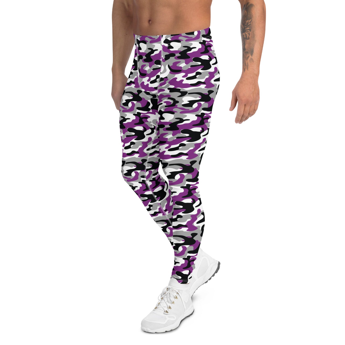 Asexual Pride Men’s Leggings - LGBTQIA Black, Gray, Purple, and White Athletic Pants - Parade Club Vacation Running Swimming