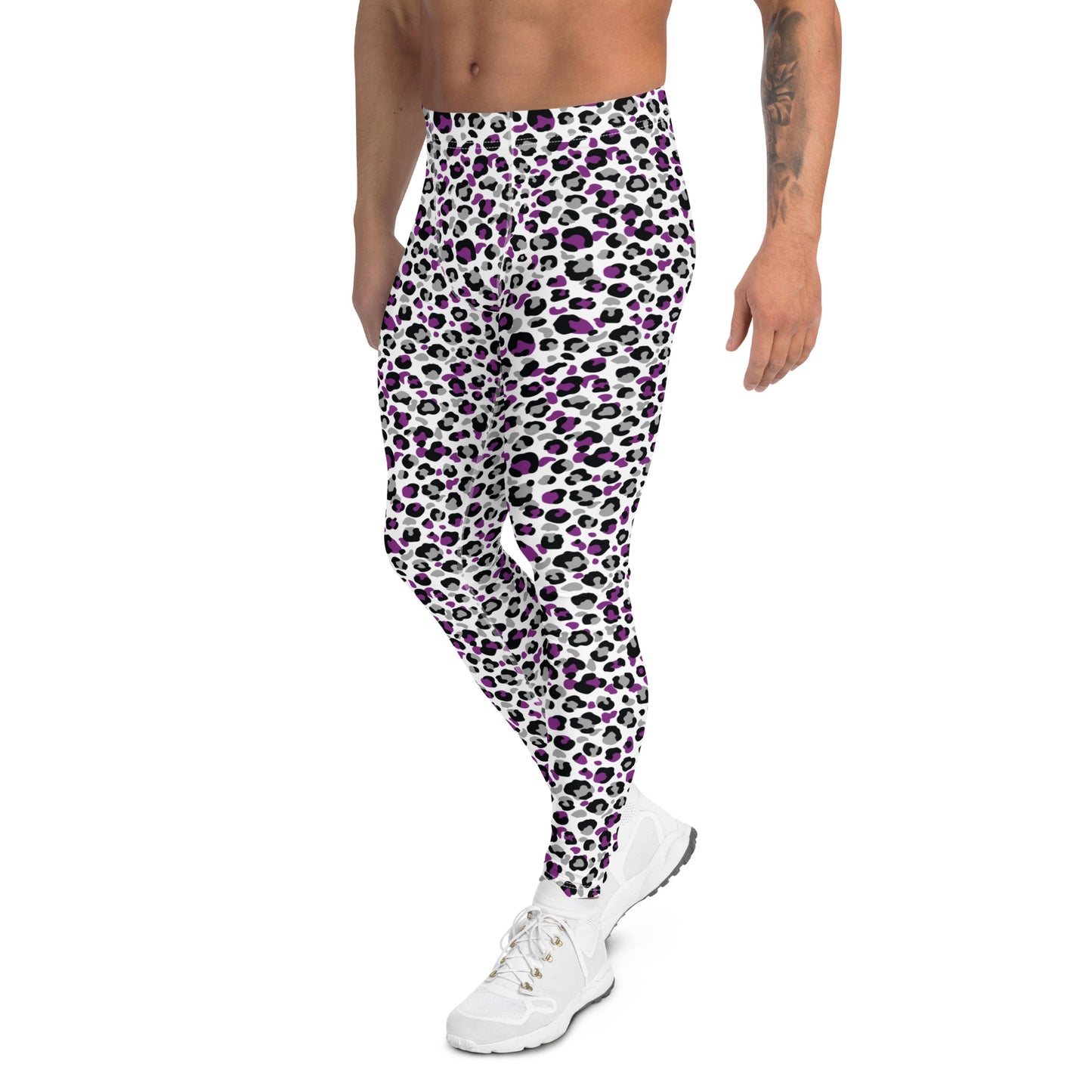 Asexual Pride Men’s Leggings - LGBTQIA Black, Gray, Purple, and White Athletic Pants - Parade Club Vacation Running Swimming