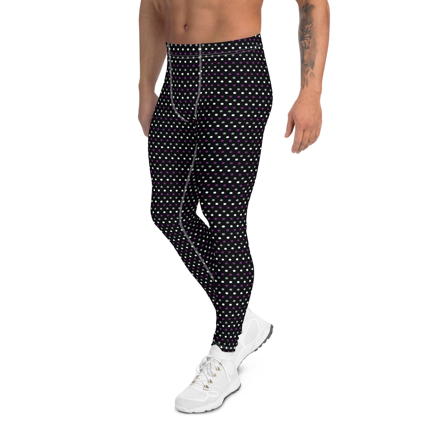 Asexual Pride Men’s Leggings - LGBTQIA Black, Gray, Purple, and White Athletic Pants - Parade Club Vacation Running Swimming