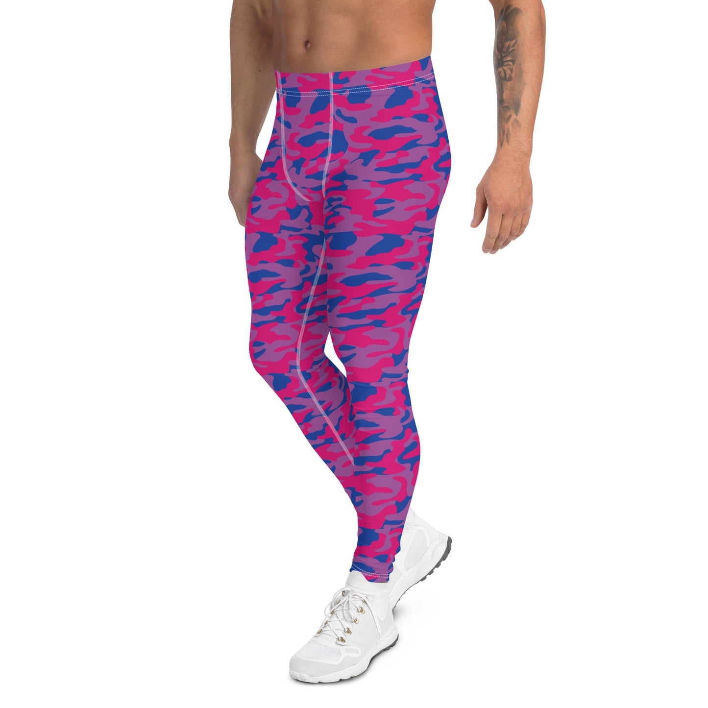 Bisexual Pride Men’s Leggings - LGBTQIA Pink, Purple, Blue Athletic Pants - Parade Club Vacation Running Swimming