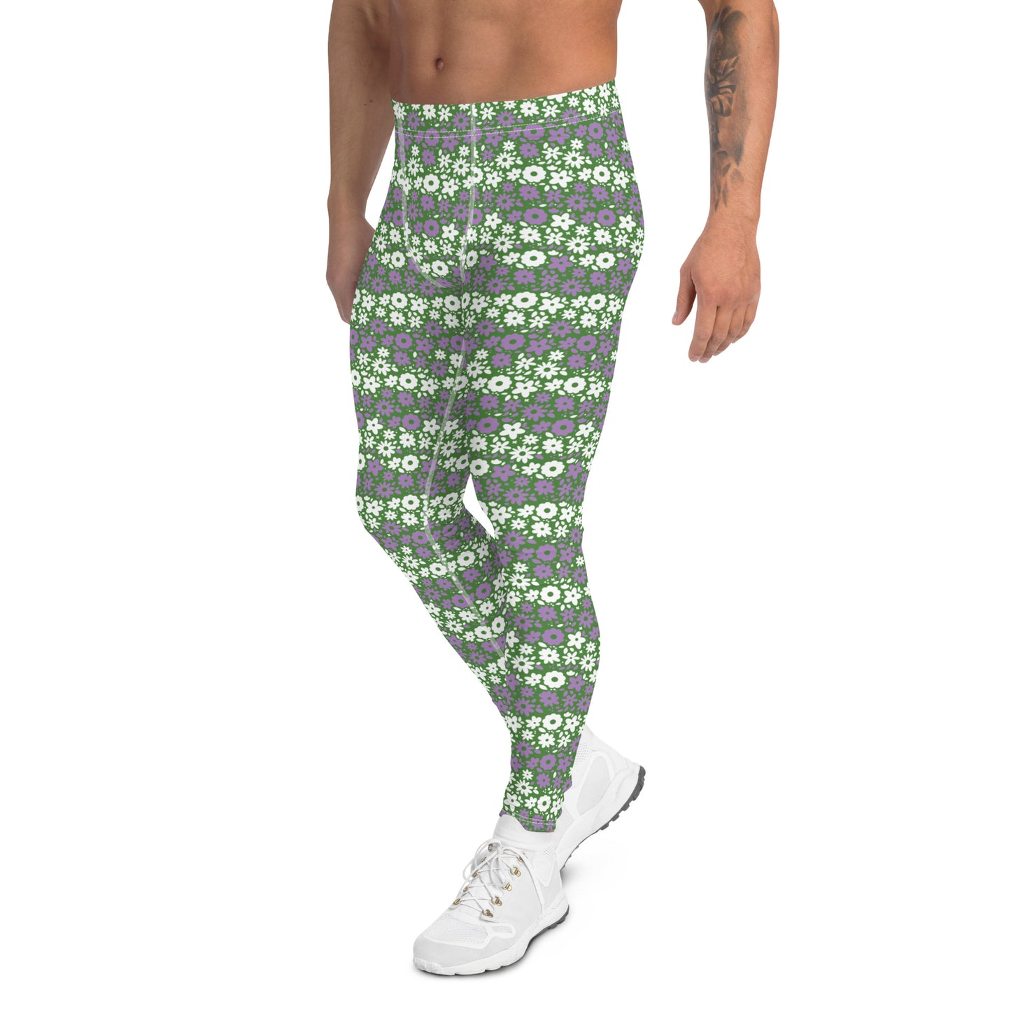 Gender Queer Pride Men’s Leggings - LGBTQIA Purple, White, Green  Athletic Pants - Parade Club Vacation Running Swimming