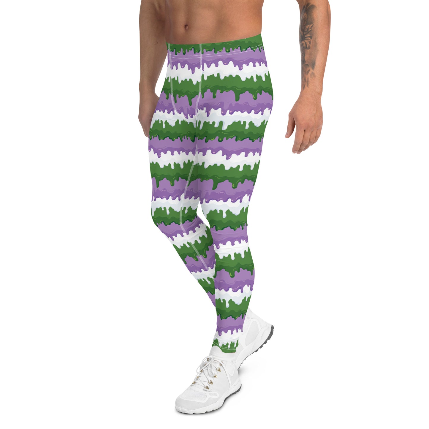 Gender Queer Pride Men’s Leggings - LGBTQIA Purple, White, Green  Athletic Pants - Parade Club Vacation Running Swimming