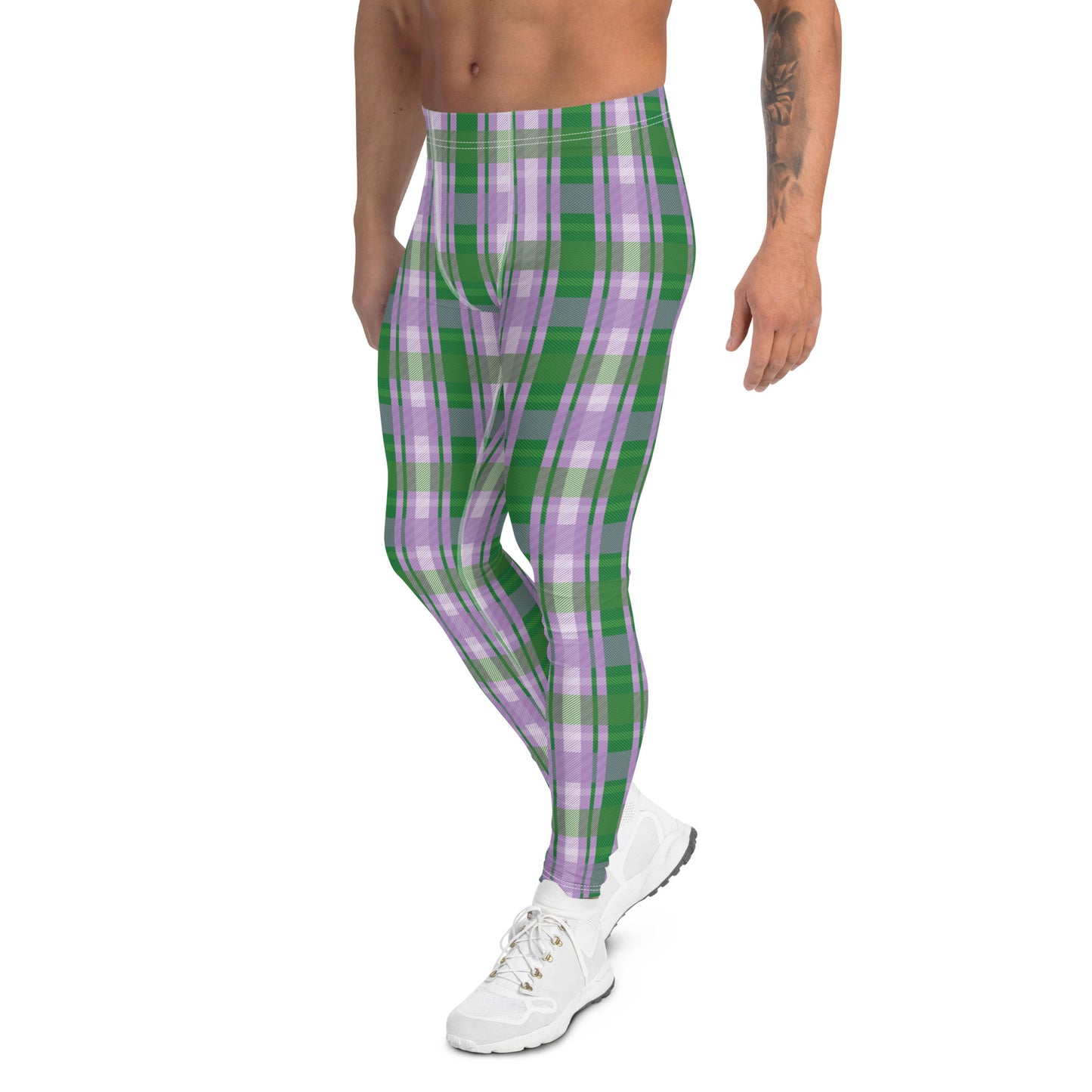 Gender Queer Pride Men’s Leggings - LGBTQIA Purple, White, Green  Athletic Pants - Parade Club Vacation Running Swimming