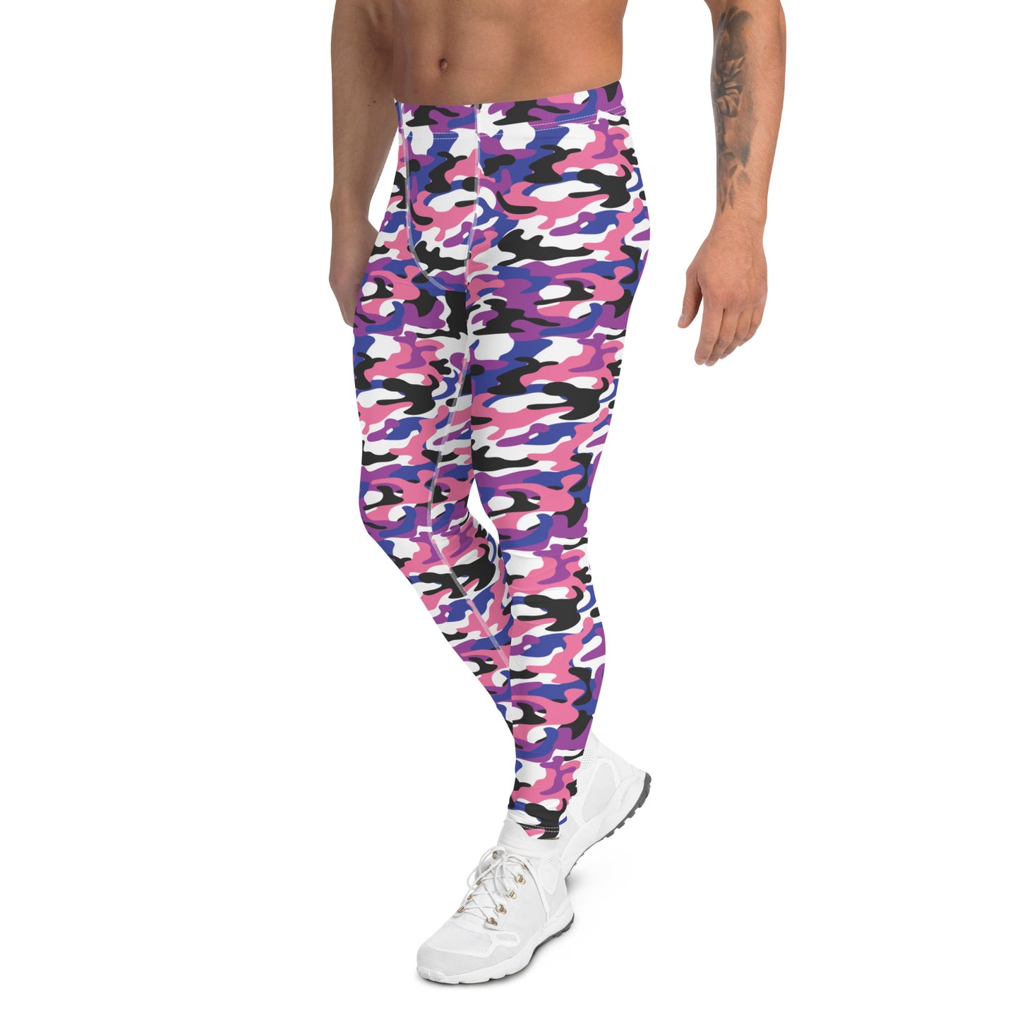 Genderfluid Pride Men’s Leggings - LGBTQIA Pink, White, Purple, Black, Blue Athletic Pants - Parade Club Vacation Running Swimming