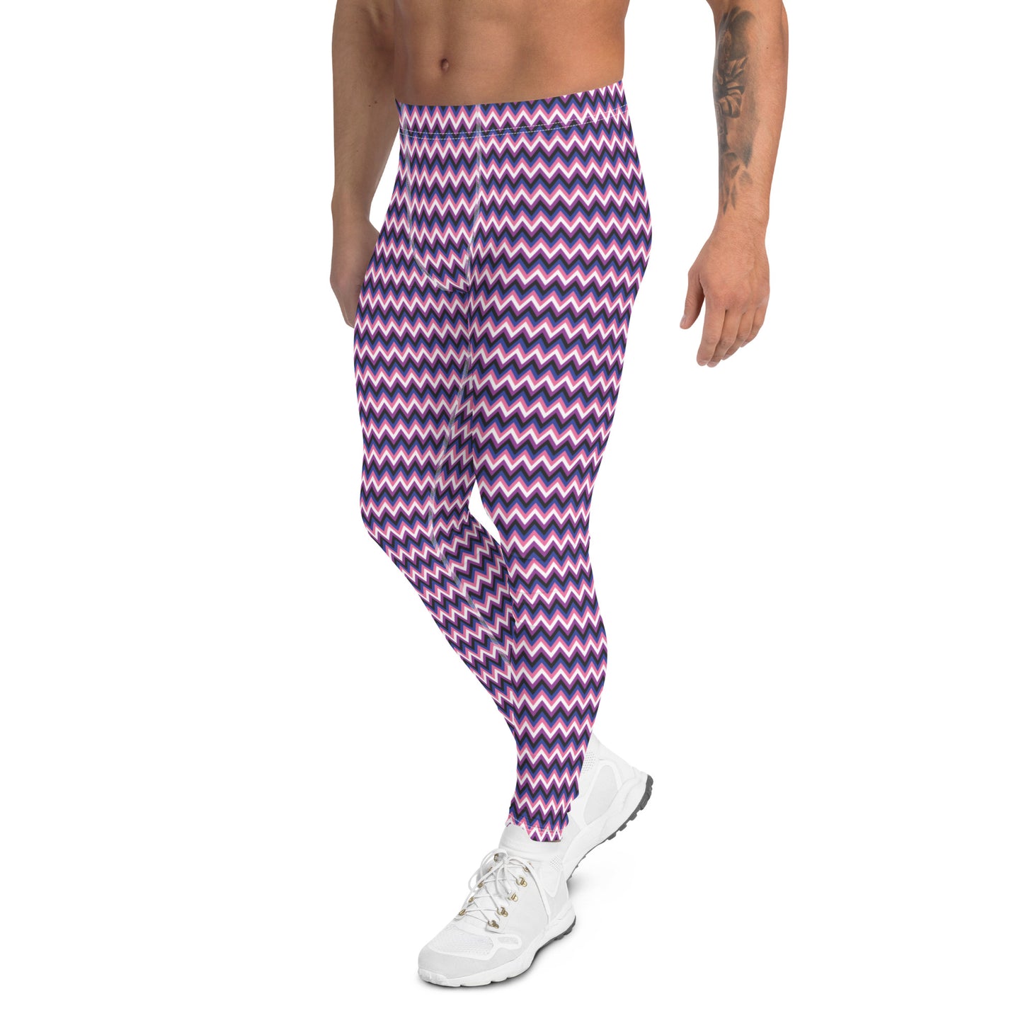 Genderfluid Pride Men’s Leggings - LGBTQIA Pink, White, Purple, Black, Blue Athletic Pants - Parade Club Vacation Running Swimming