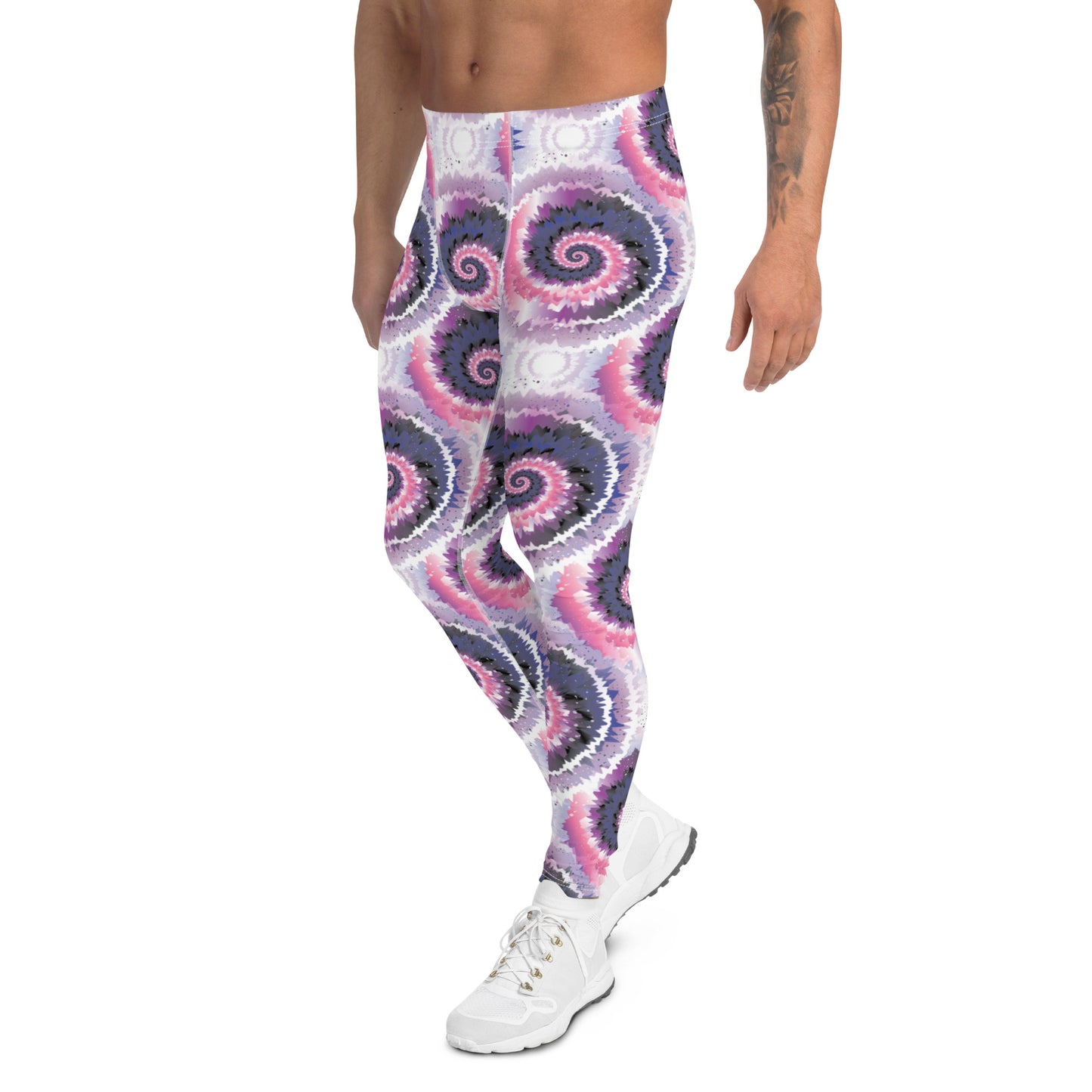 Genderfluid Pride Men’s Leggings - LGBTQIA Pink, White, Purple, Black, Blue Athletic Pants - Parade Club Vacation Running Swimming