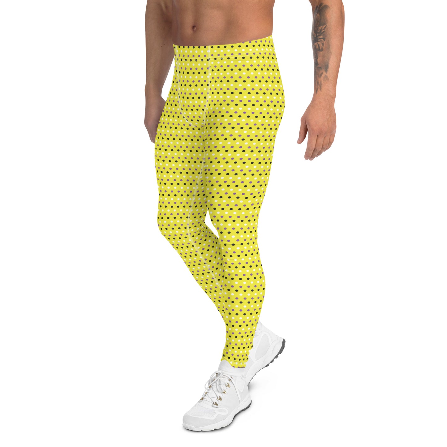 Non Binary Pride Men’s Leggings - LGBTQIA Yellow, Purple, White, Black Athletic Pants - Parade Club Vacation Running Swimming