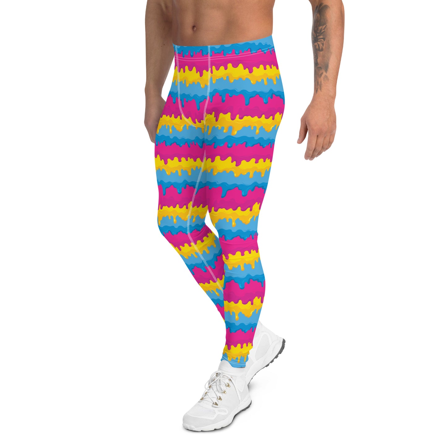 Pansexual Pride Men’s Leggings - LGBTQIA Pink, Blue, Yellow Athletic Pants - Parade Club Vacation Running Swimming