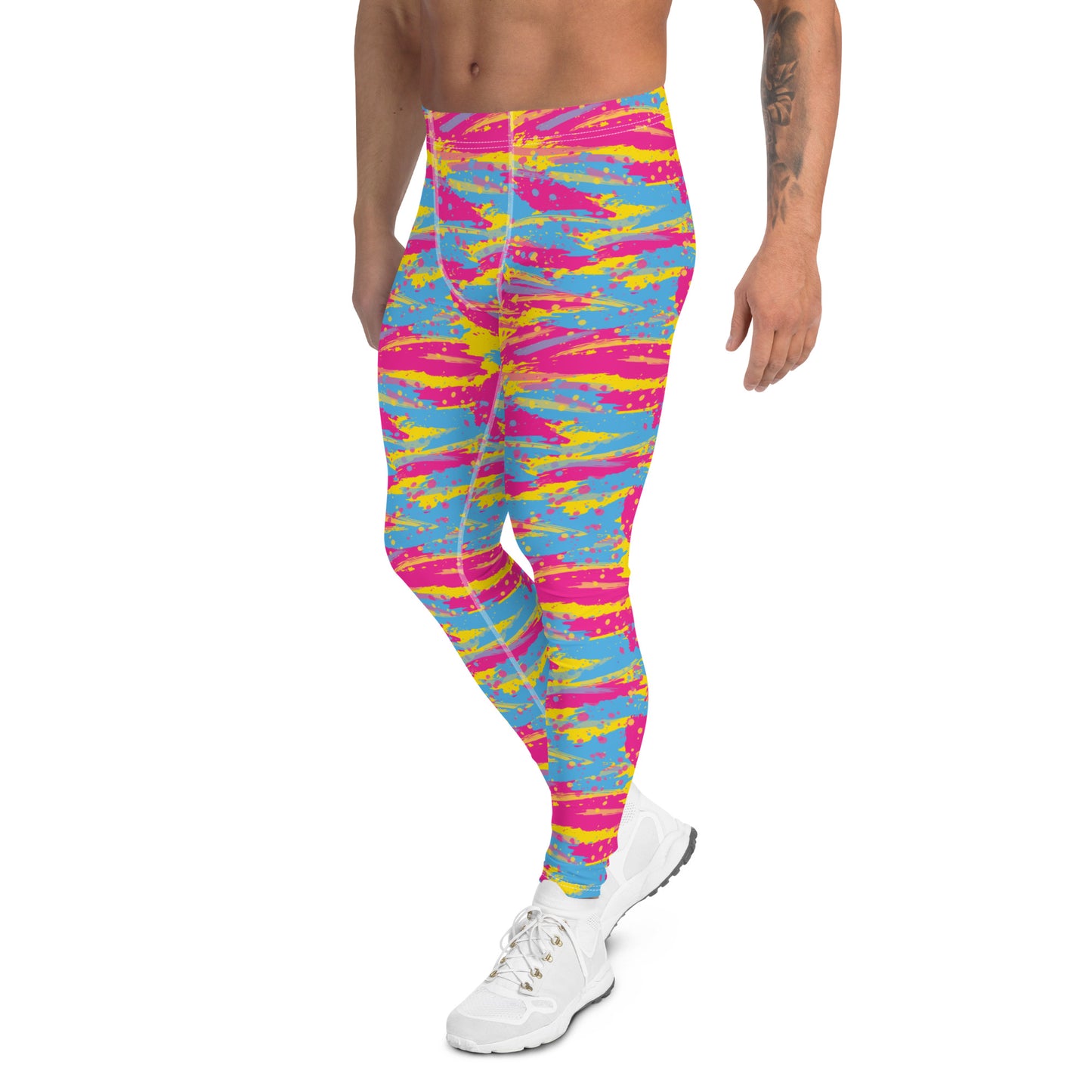 Pansexual Pride Men’s Leggings - LGBTQIA Pink, Blue, Yellow Athletic Pants - Parade Club Vacation Running Swimming