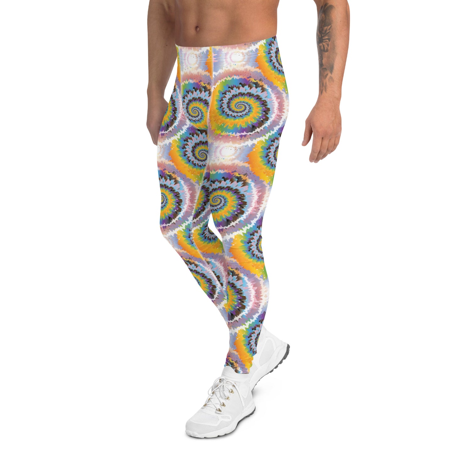 Progress Pride Men’s Leggings - LGBTQIA Red, Orange, Yellow, Green, Rainbow, Purple, Black, Pink and White Athletic Pants - Parade Club Vacation Running Swimming