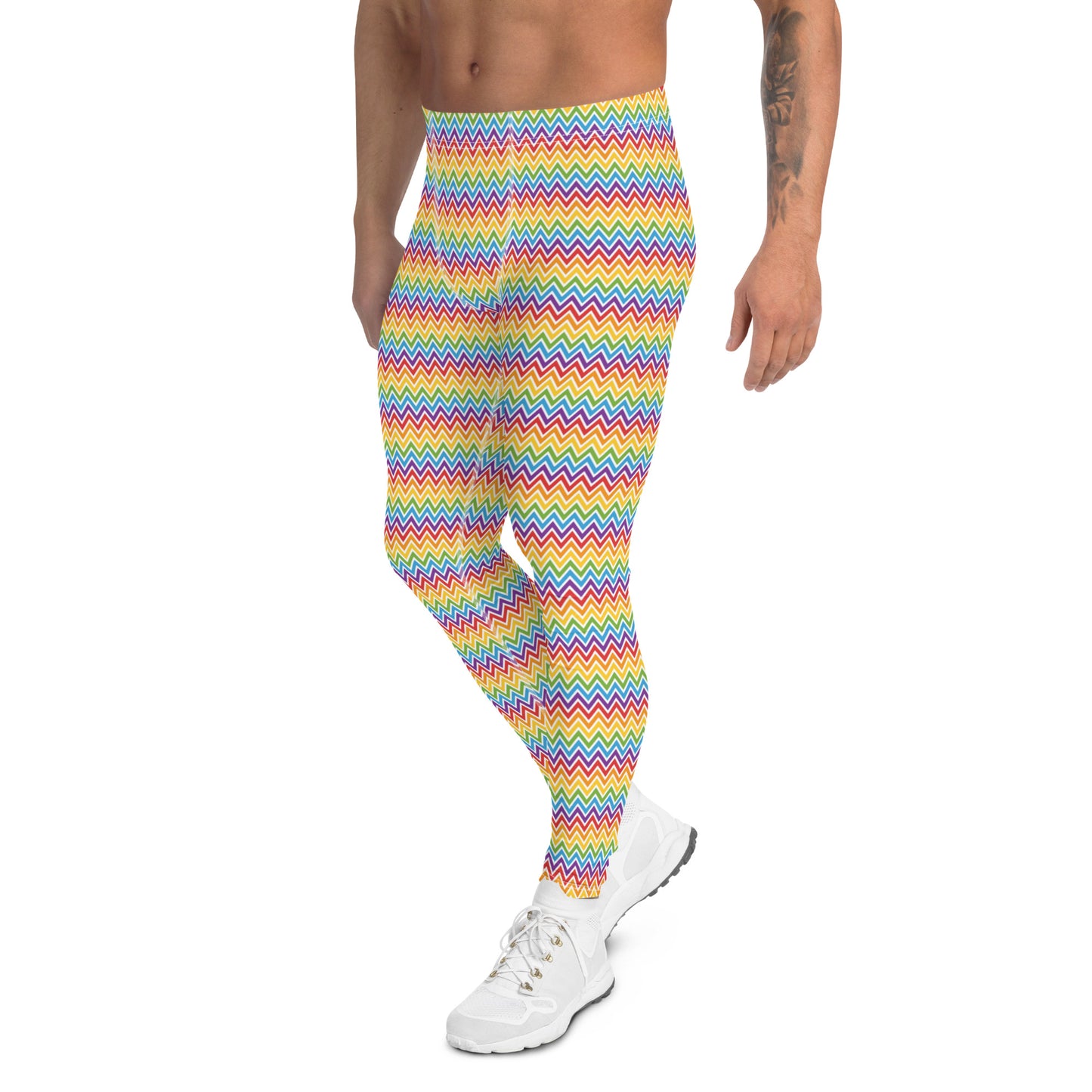 Rainbow Pride Men’s Leggings - LGBTQIA Red, Orange, Yellow, Green, Blue, Indigo, and Viole Athletic Pants - Parade Club Vacation Running Swimming