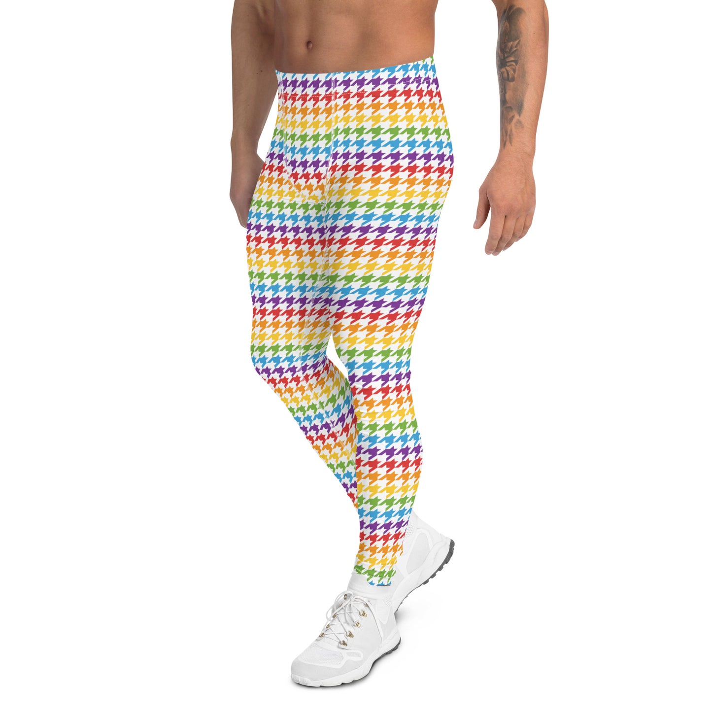 Rainbow Pride Men’s Leggings - LGBTQIA Red, Orange, Yellow, Green, Blue, Indigo, and Viole Athletic Pants - Parade Club Vacation Running Swimming