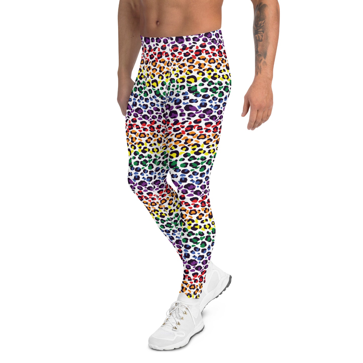 Rainbow Pride Men’s Leggings - LGBTQIA Red, Orange, Yellow, Green, Blue, Indigo, and Viole Athletic Pants - Parade Club Vacation Running Swimming