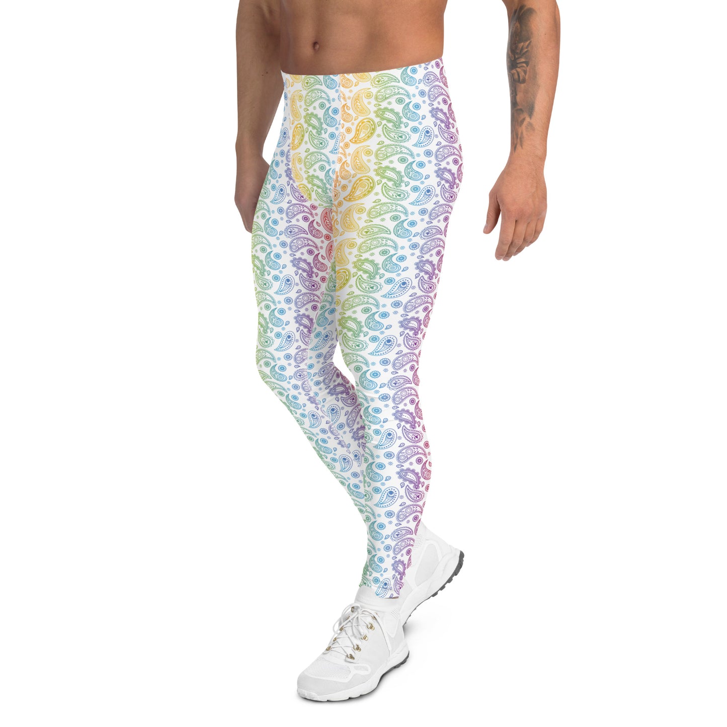 Rainbow Pride Men’s Leggings - LGBTQIA Red, Orange, Yellow, Green, Blue, Indigo, and Viole Athletic Pants - Parade Club Vacation Running Swimming