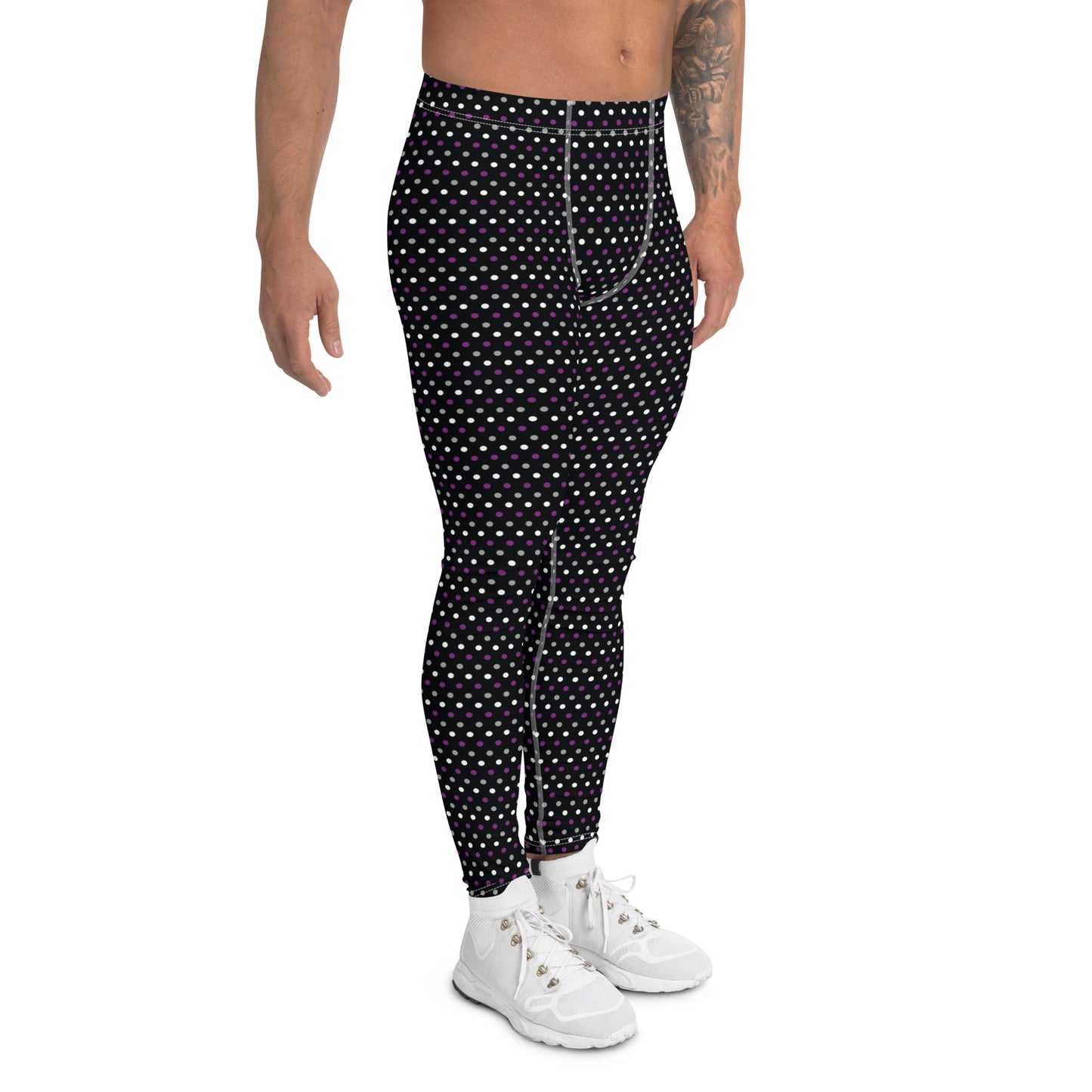 Asexual Pride Men’s Leggings - LGBTQIA Black, Gray, Purple, and White Athletic Pants - Parade Club Vacation Running Swimming