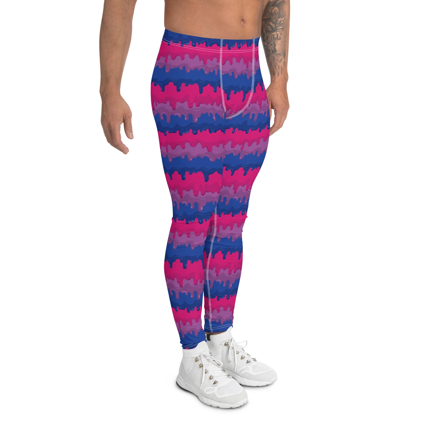 Bisexual Pride Men’s Leggings - LGBTQIA Pink, Purple, Blue Athletic Pants - Parade Club Vacation Running Swimming