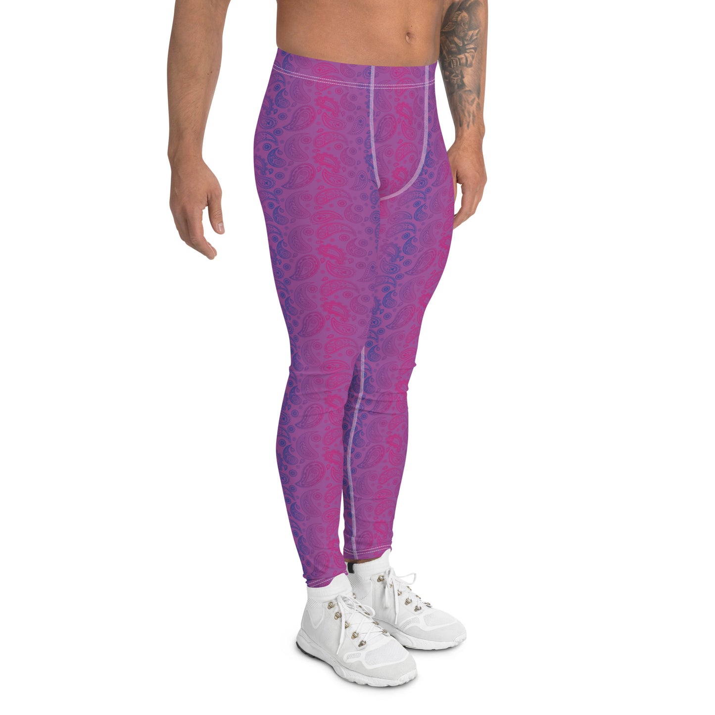 Bisexual Pride Men’s Leggings - LGBTQIA Pink, Purple, Blue Athletic Pants - Parade Club Vacation Running Swimming