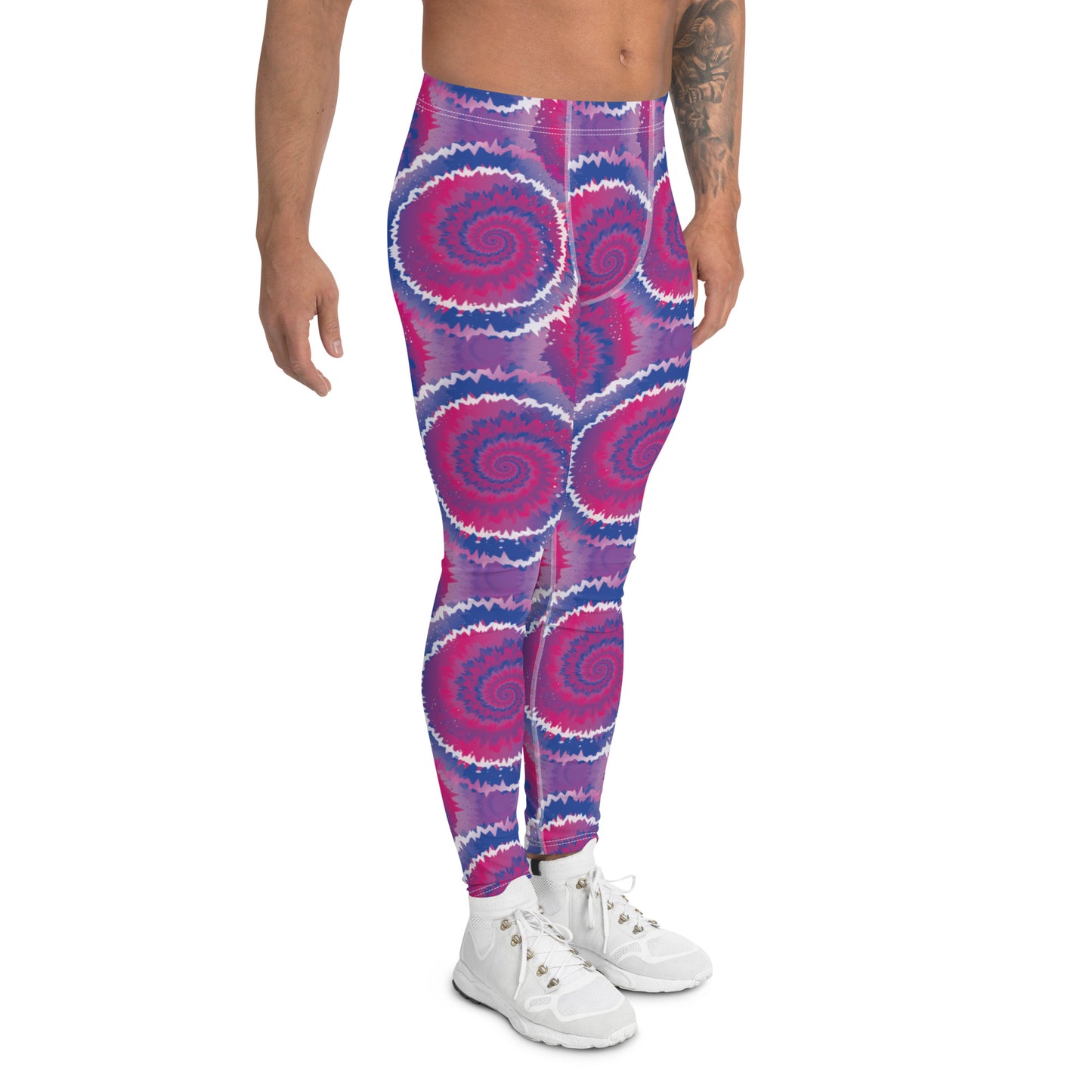 Bisexual Pride Men’s Leggings - LGBTQIA Pink, Purple, Blue Athletic Pants - Parade Club Vacation Running Swimming