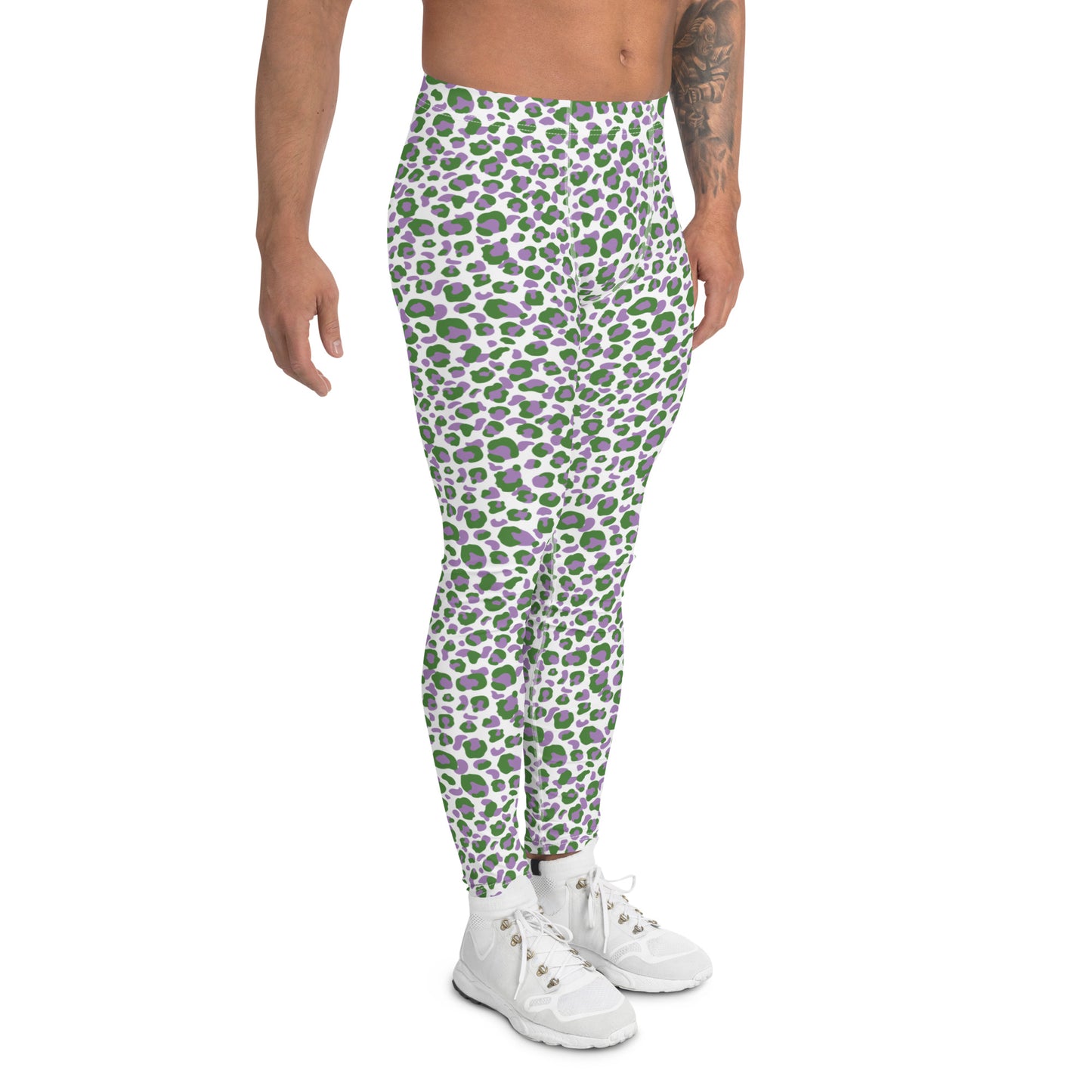 Gender Queer Pride Men’s Leggings - LGBTQIA Purple, White, Green  Athletic Pants - Parade Club Vacation Running Swimming