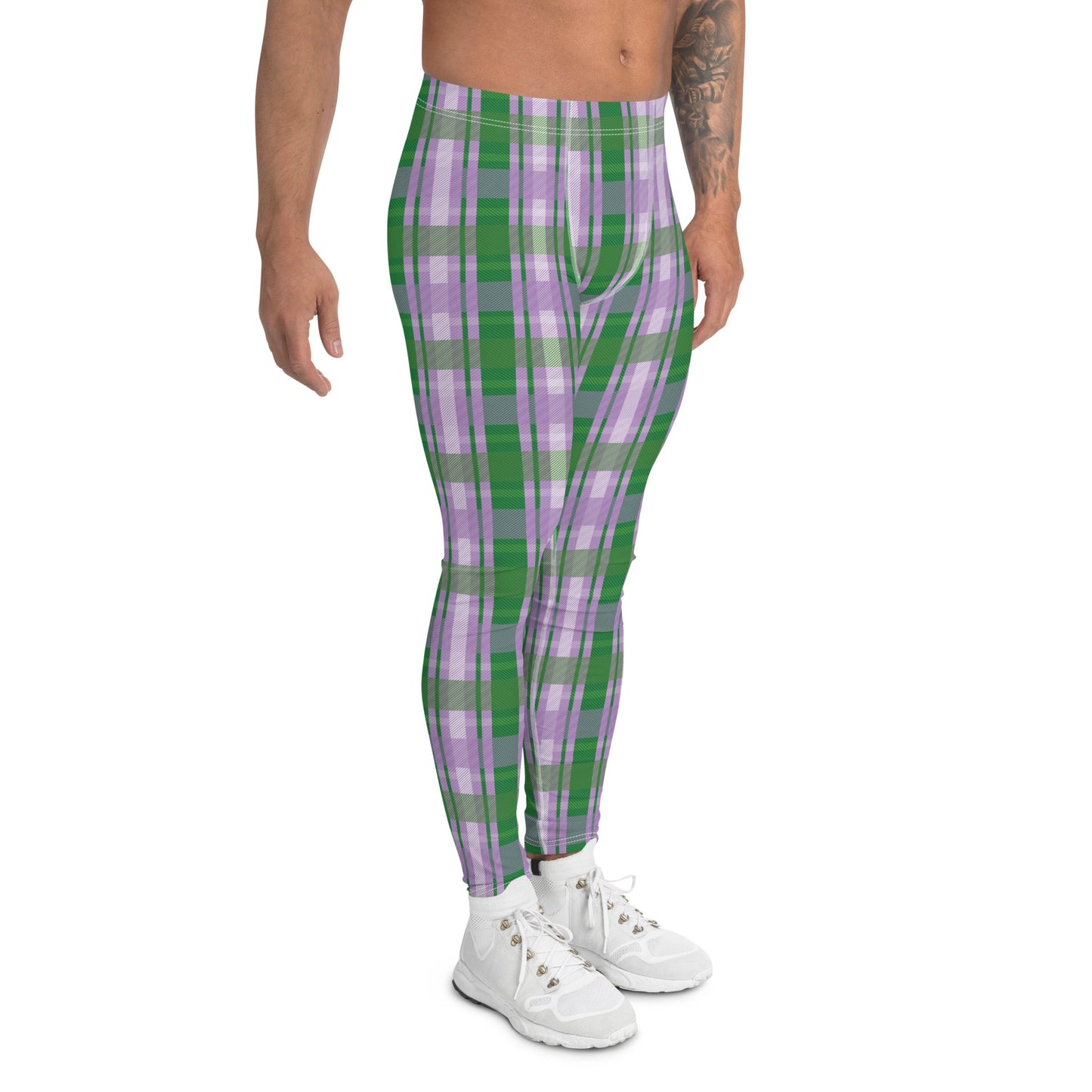 Gender Queer Pride Men’s Leggings - LGBTQIA Purple, White, Green  Athletic Pants - Parade Club Vacation Running Swimming