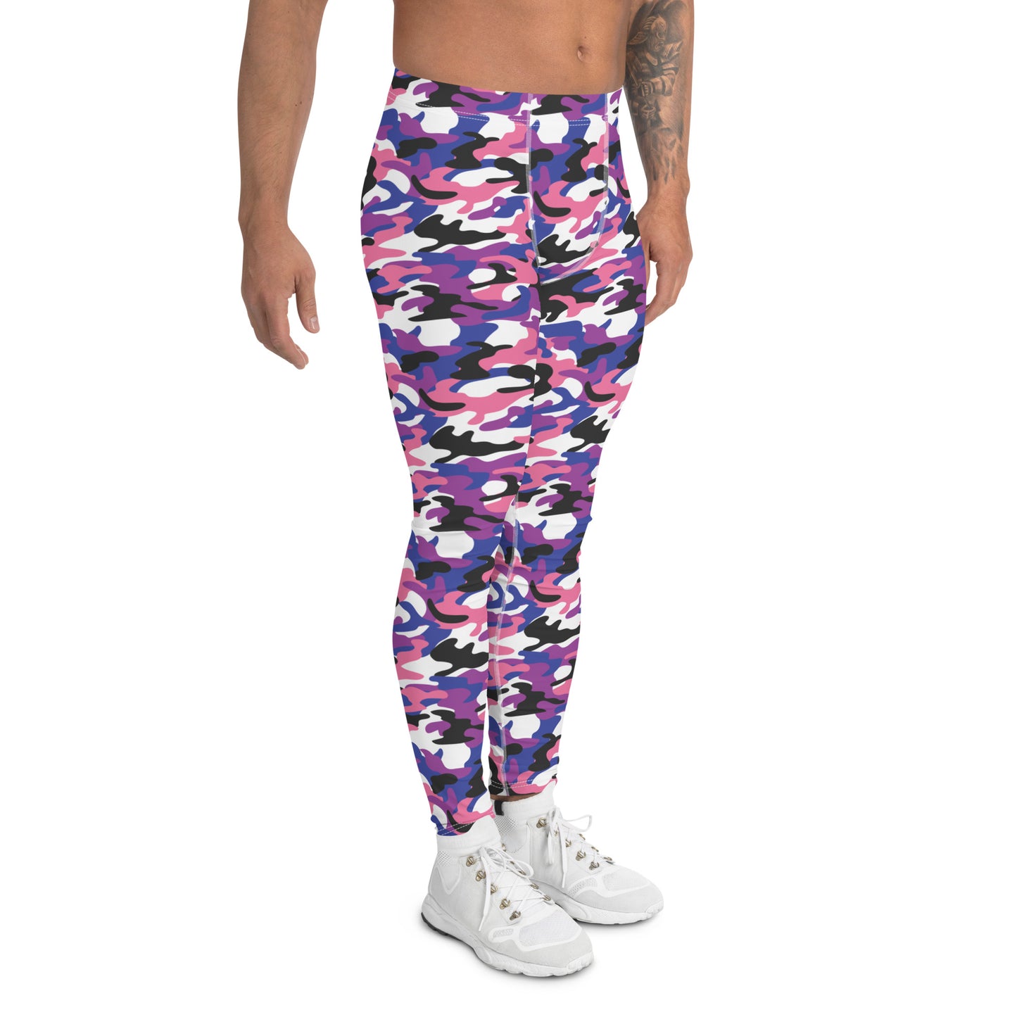 Genderfluid Pride Men’s Leggings - LGBTQIA Pink, White, Purple, Black, Blue Athletic Pants - Parade Club Vacation Running Swimming