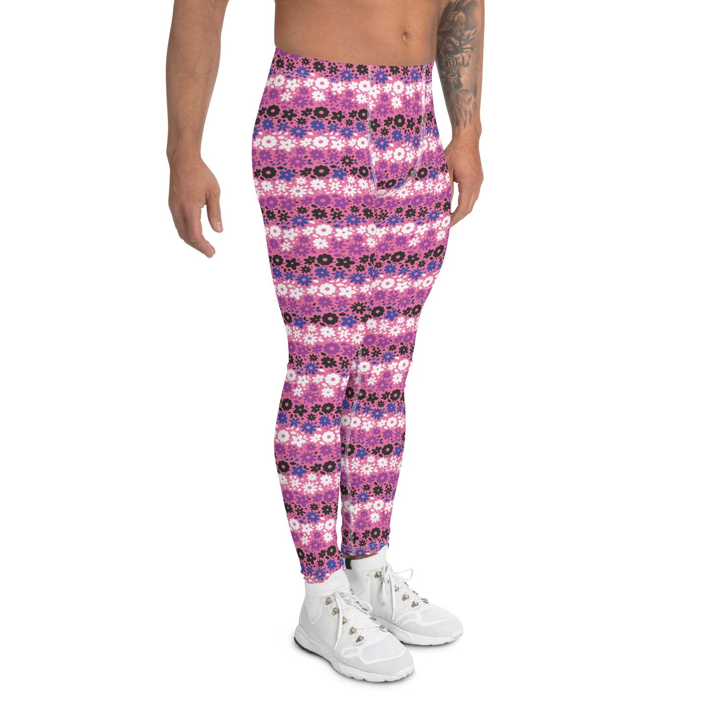 Genderfluid Pride Men’s Leggings - LGBTQIA Pink, White, Purple, Black, Blue Athletic Pants - Parade Club Vacation Running Swimming