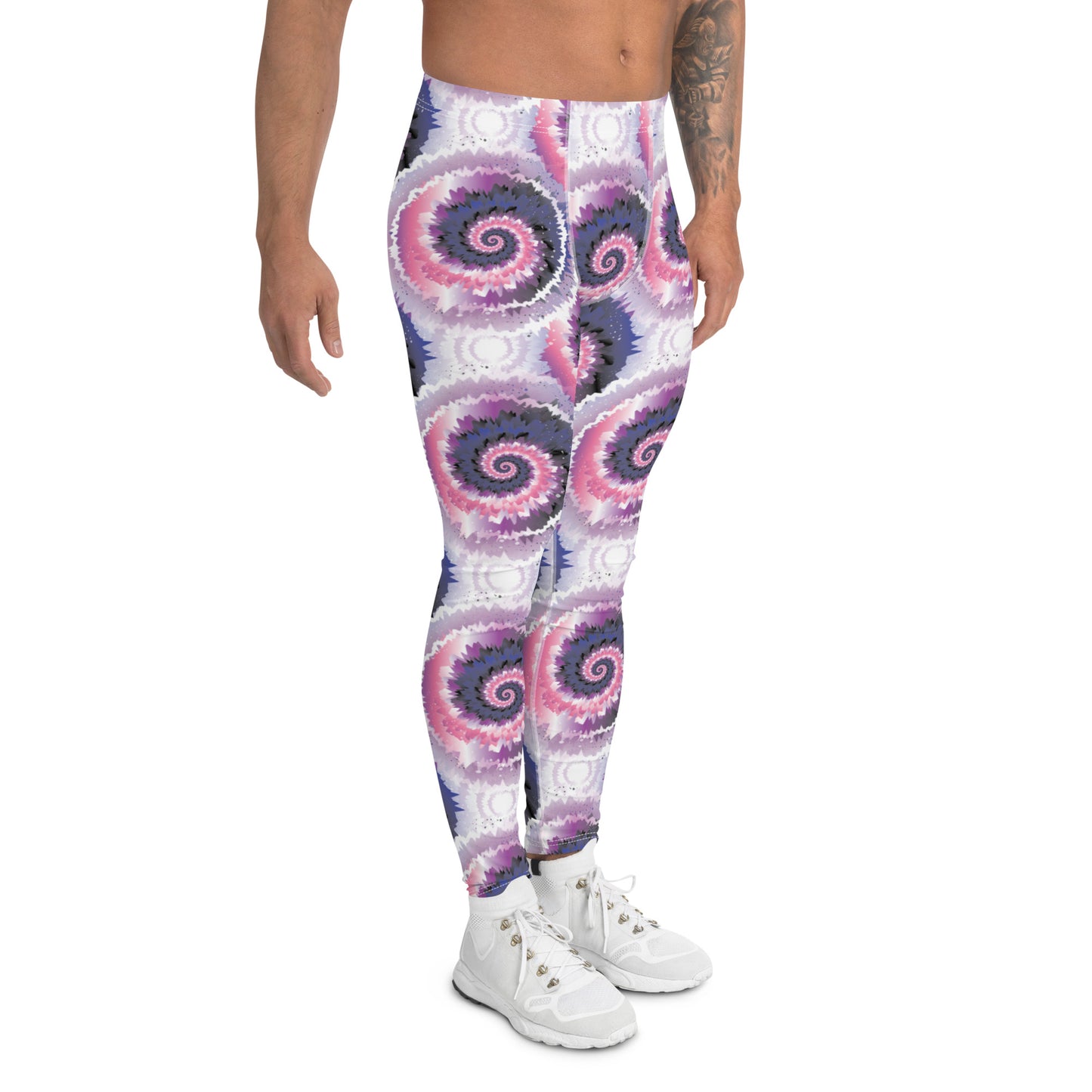 Genderfluid Pride Men’s Leggings - LGBTQIA Pink, White, Purple, Black, Blue Athletic Pants - Parade Club Vacation Running Swimming