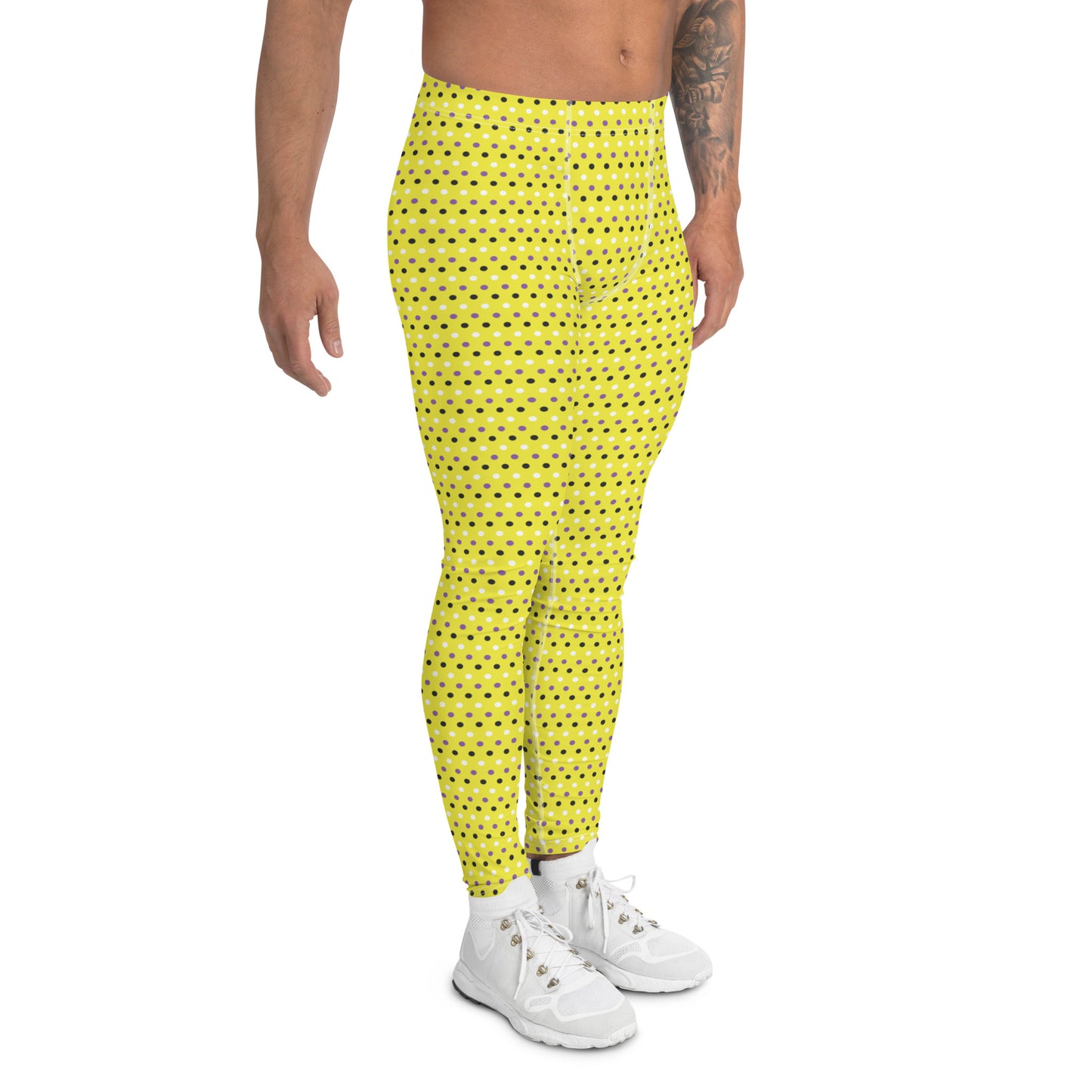 Non Binary Pride Men’s Leggings - LGBTQIA Yellow, Purple, White, Black Athletic Pants - Parade Club Vacation Running Swimming