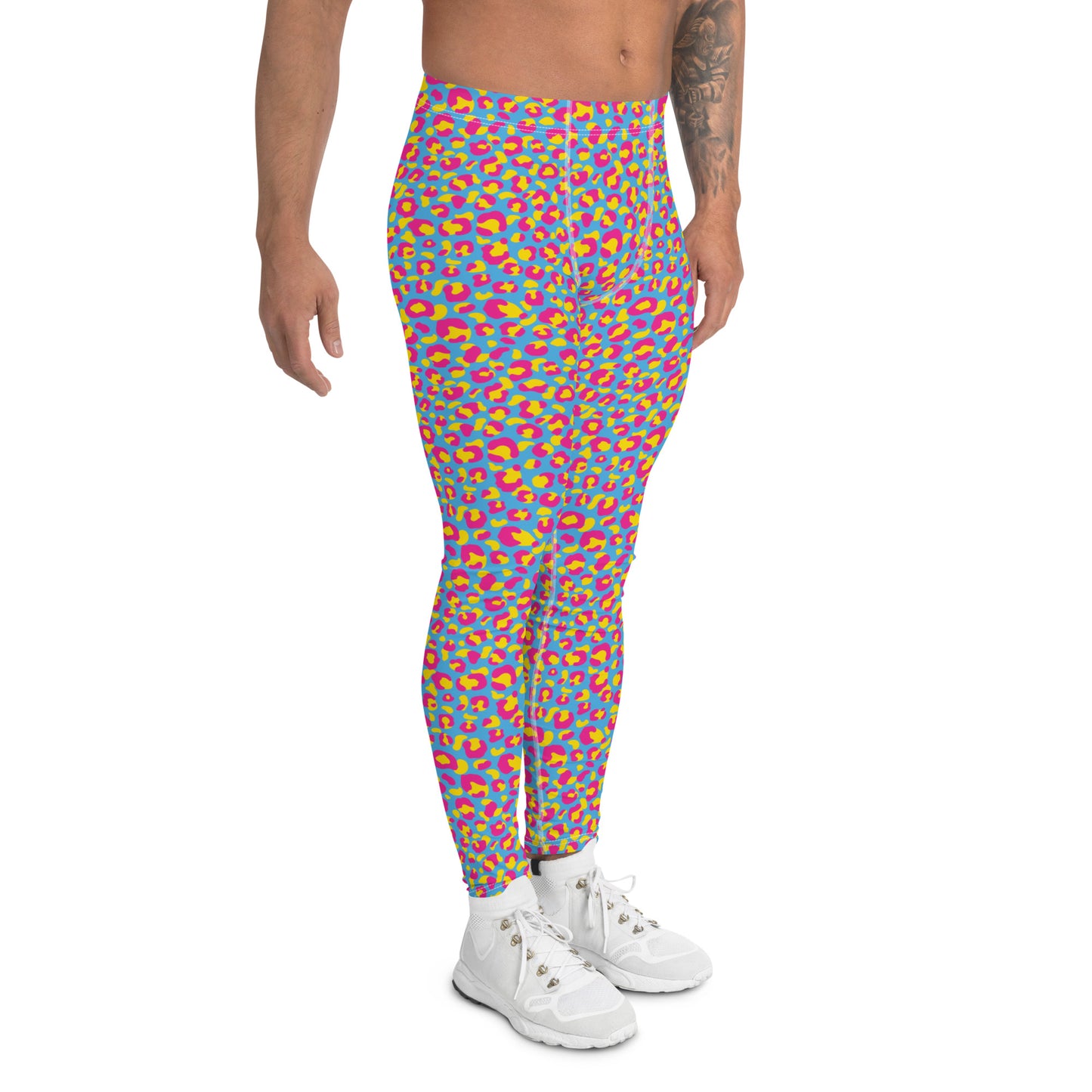 Pansexual Pride Men’s Leggings - LGBTQIA Pink, Blue, Yellow Athletic Pants - Parade Club Vacation Running Swimming