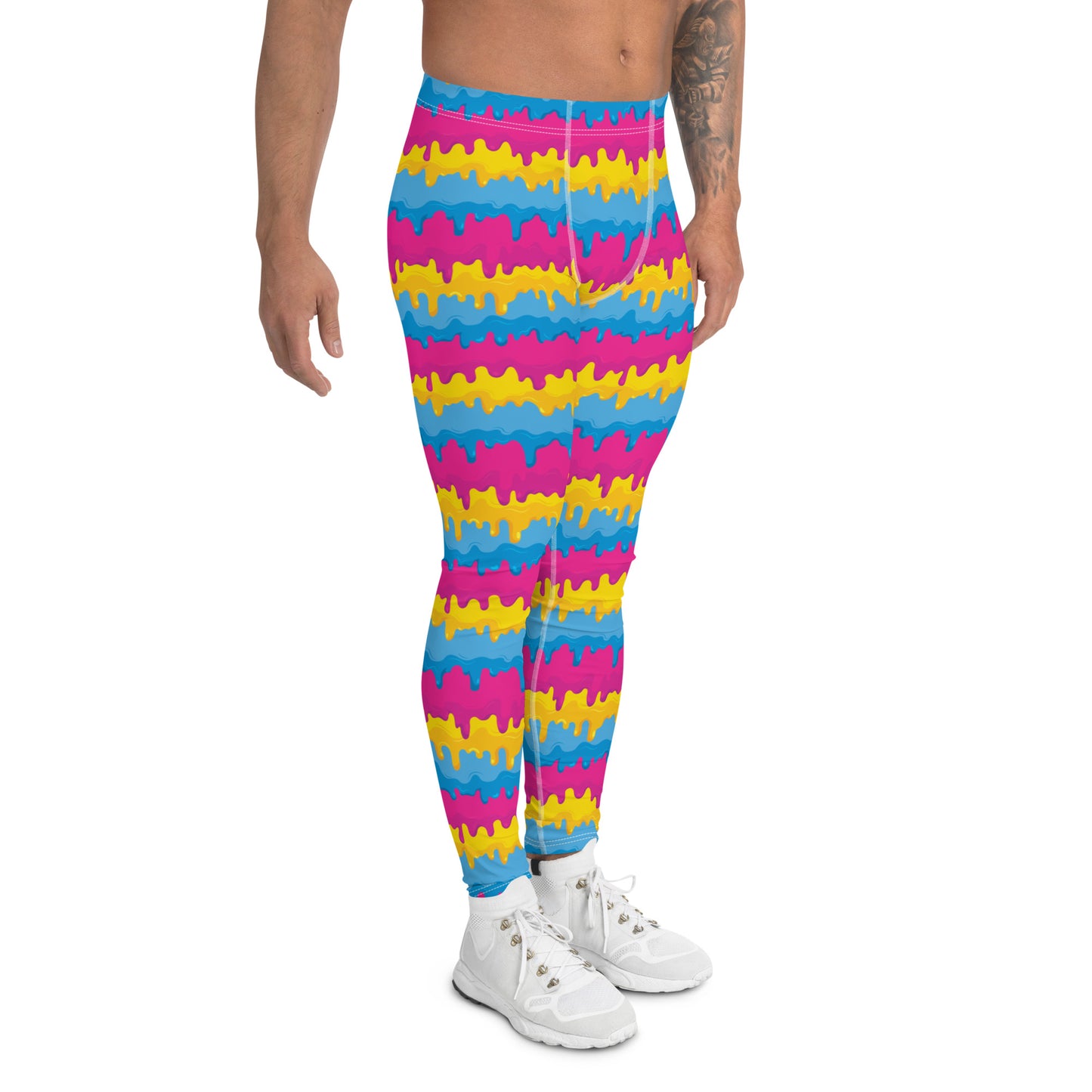 Pansexual Pride Men’s Leggings - LGBTQIA Pink, Blue, Yellow Athletic Pants - Parade Club Vacation Running Swimming