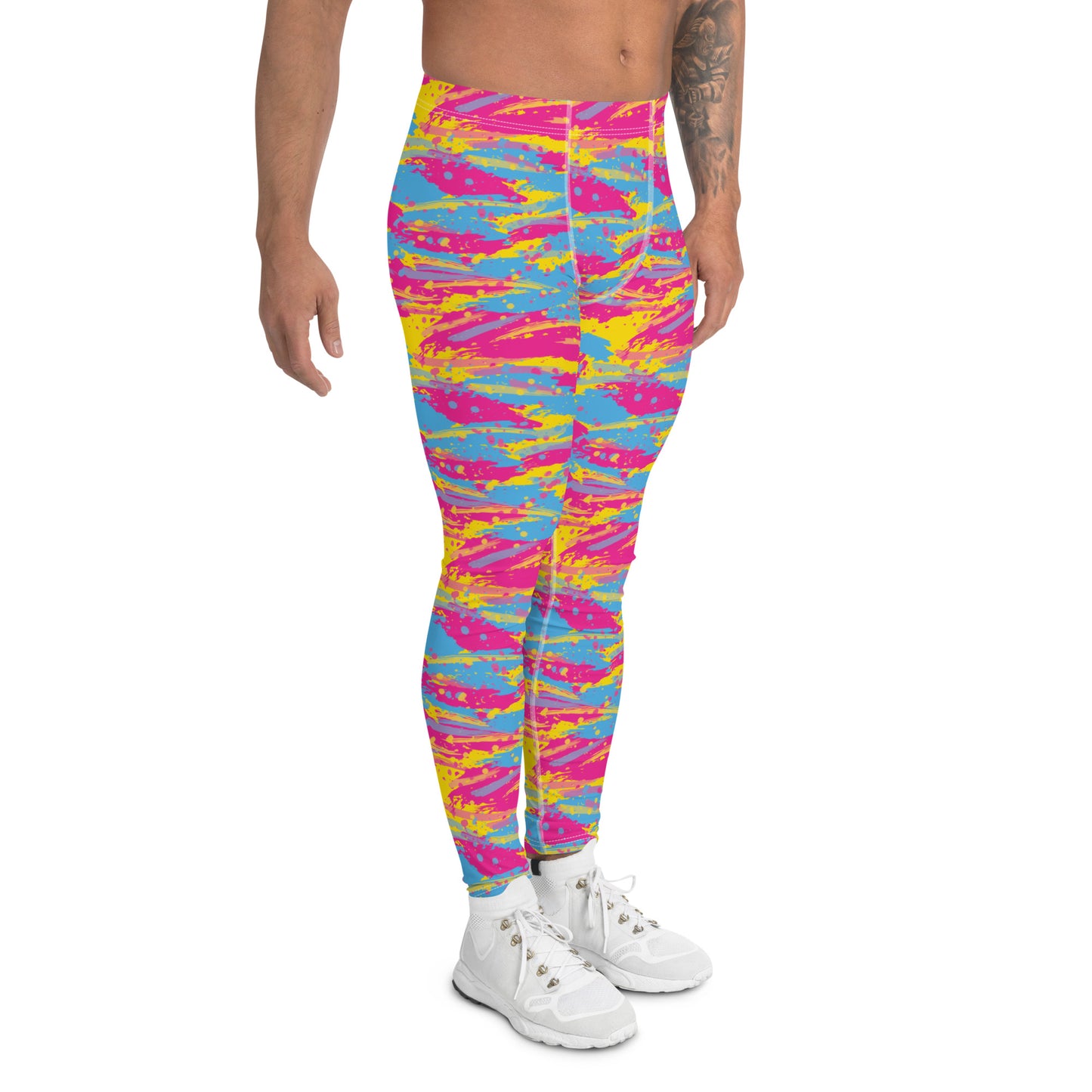 Pansexual Pride Men’s Leggings - LGBTQIA Pink, Blue, Yellow Athletic Pants - Parade Club Vacation Running Swimming