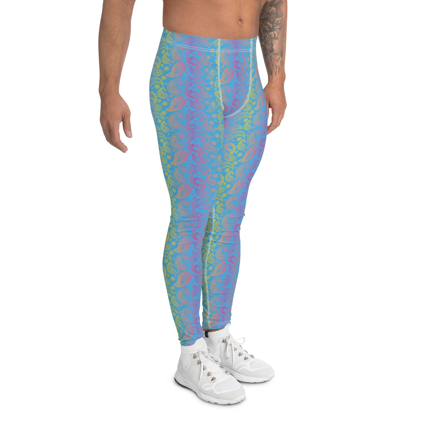 Pansexual Pride Men’s Leggings - LGBTQIA Pink, Blue, Yellow Athletic Pants - Parade Club Vacation Running Swimming