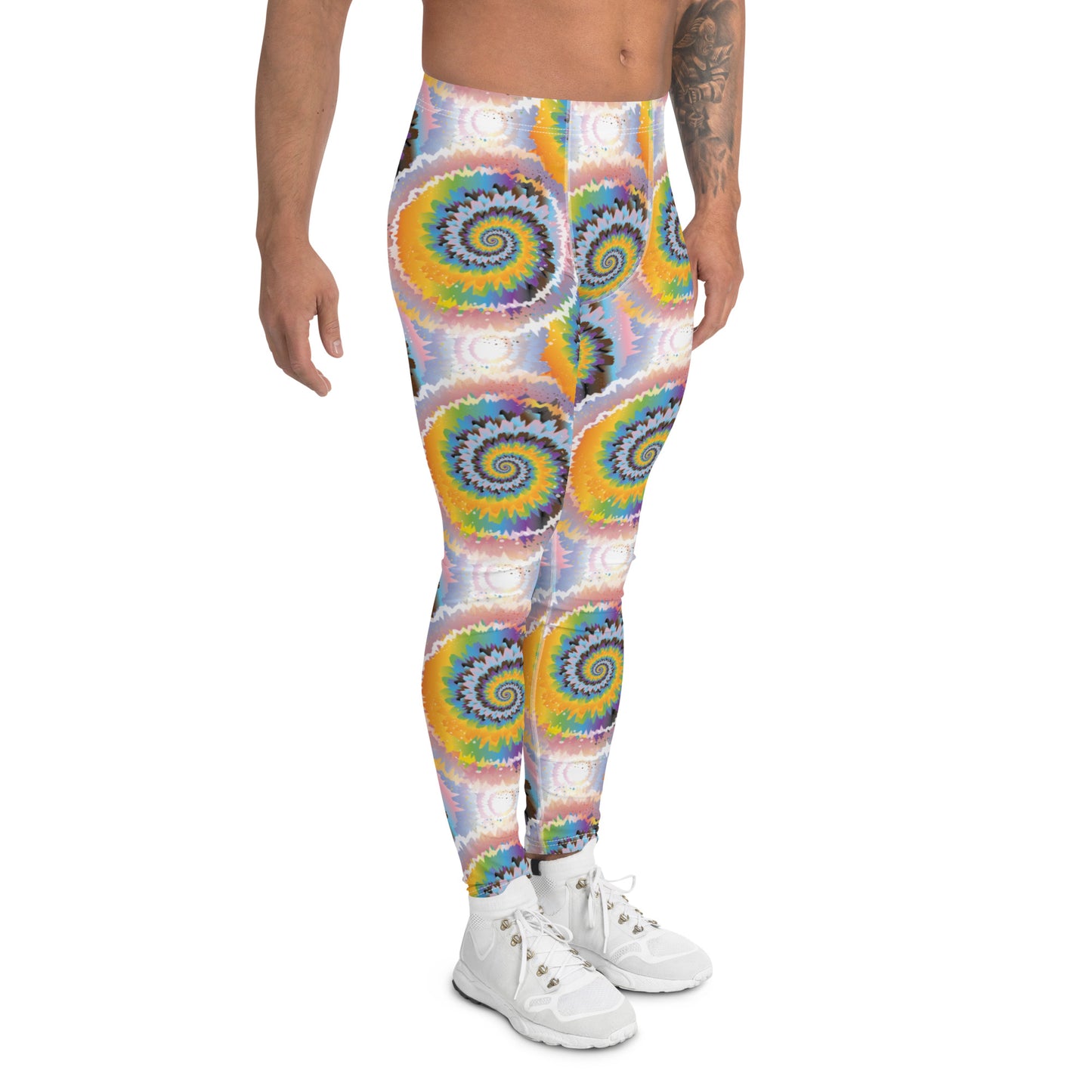 Progress Pride Men’s Leggings - LGBTQIA Red, Orange, Yellow, Green, Rainbow, Purple, Black, Pink and White Athletic Pants - Parade Club Vacation Running Swimming