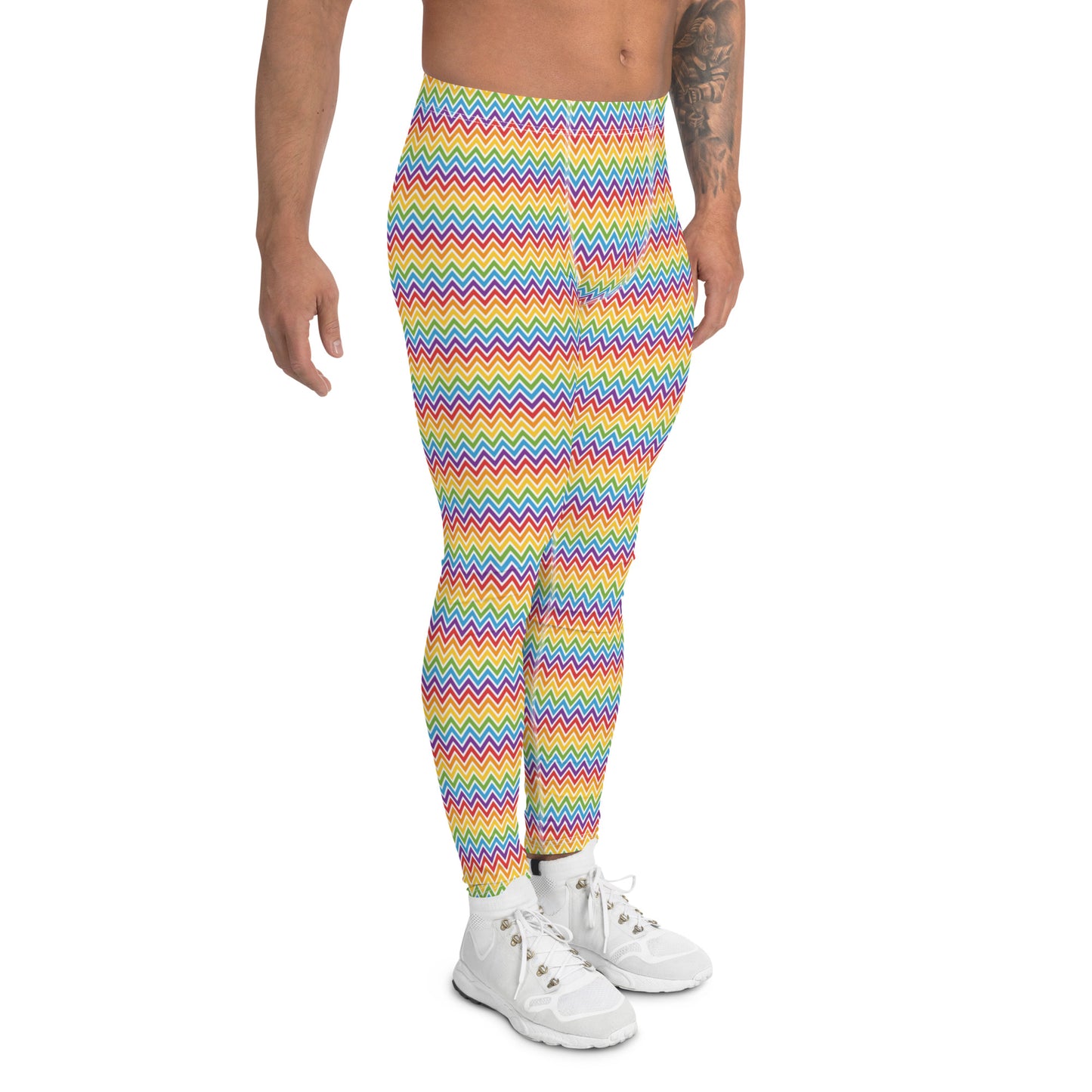 Rainbow Pride Men’s Leggings - LGBTQIA Red, Orange, Yellow, Green, Blue, Indigo, and Viole Athletic Pants - Parade Club Vacation Running Swimming