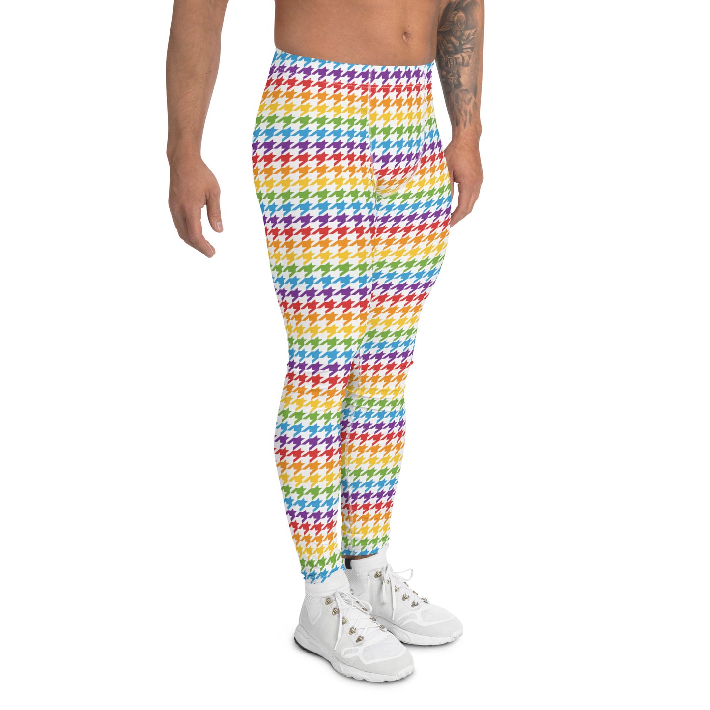 Rainbow Pride Men’s Leggings - LGBTQIA Red, Orange, Yellow, Green, Blue, Indigo, and Viole Athletic Pants - Parade Club Vacation Running Swimming