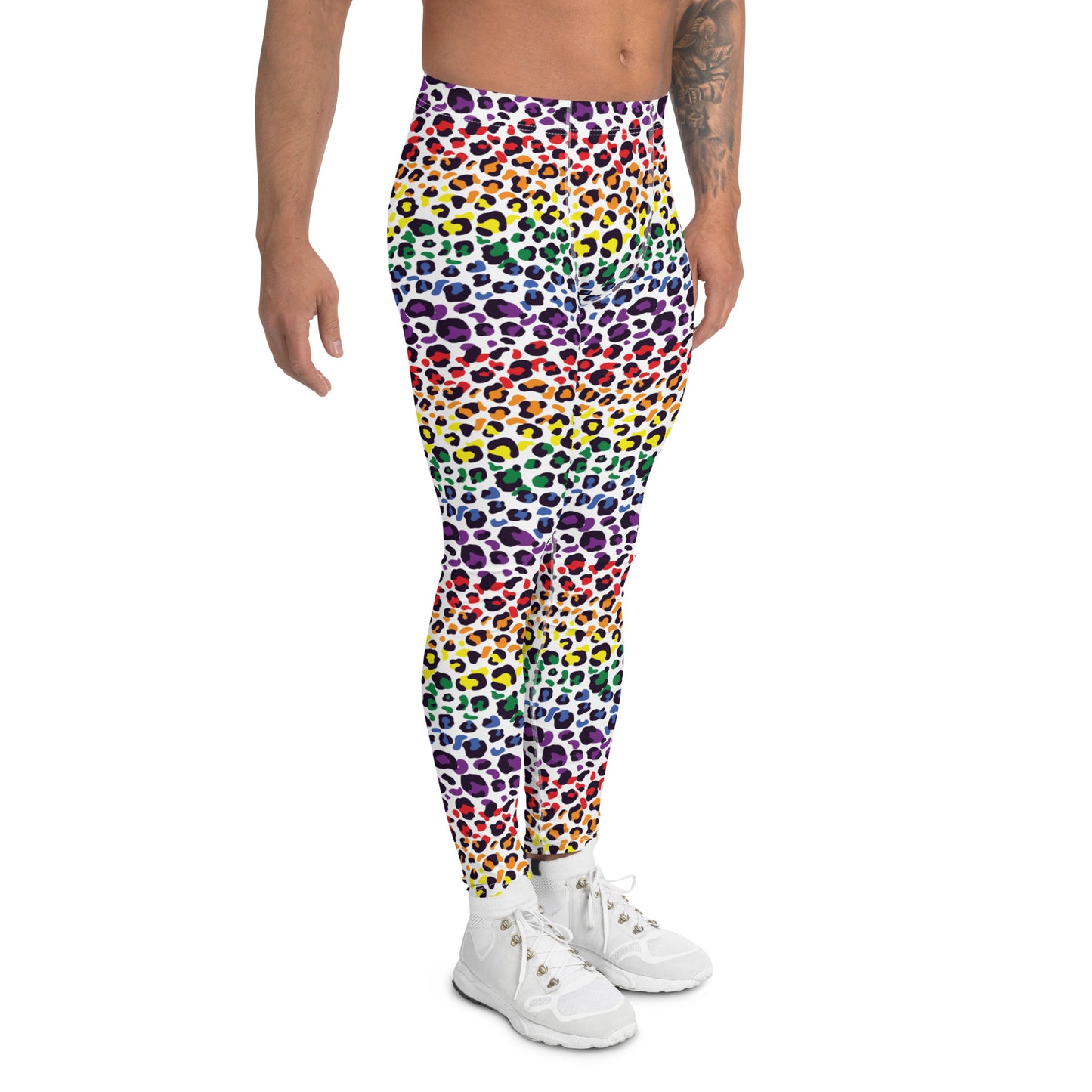 Rainbow Pride Men’s Leggings - LGBTQIA Red, Orange, Yellow, Green, Blue, Indigo, and Viole Athletic Pants - Parade Club Vacation Running Swimming