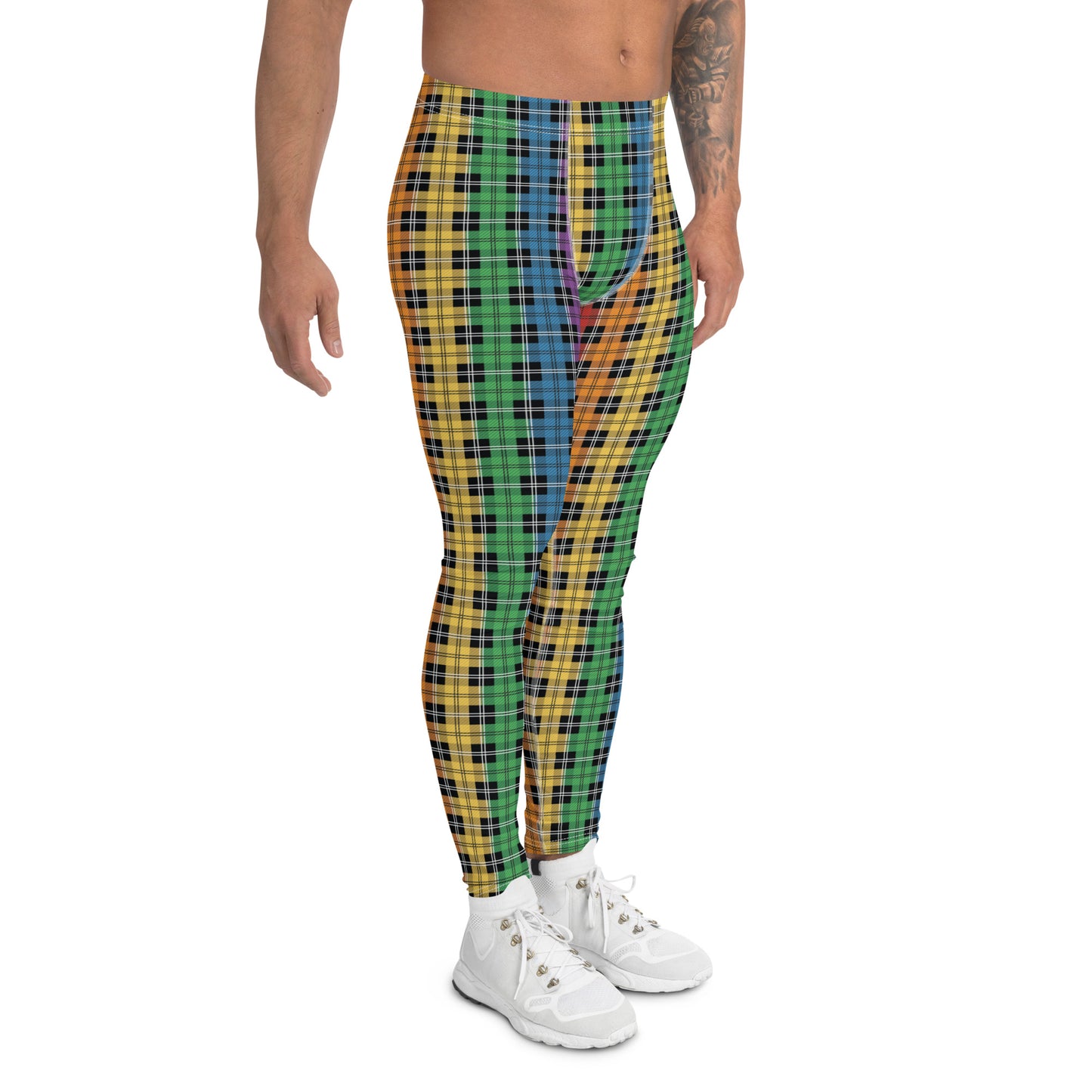 Rainbow Pride Men’s Leggings - LGBTQIA Red, Orange, Yellow, Green, Blue, Indigo, and Viole Athletic Pants - Parade Club Vacation Running Swimming