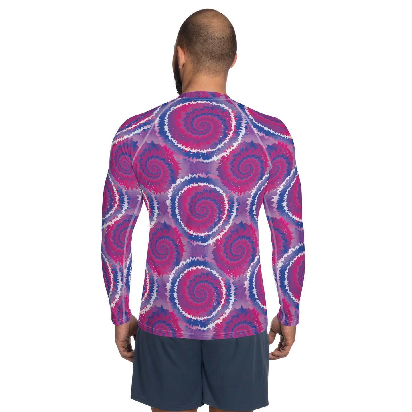 Bisexual Pride Men’s Rash Guard - LGBTQIA Pink, Purple, Blue Athletic Fitted Long Sleeve Shirt - Parade Club Vacation Running Swimming