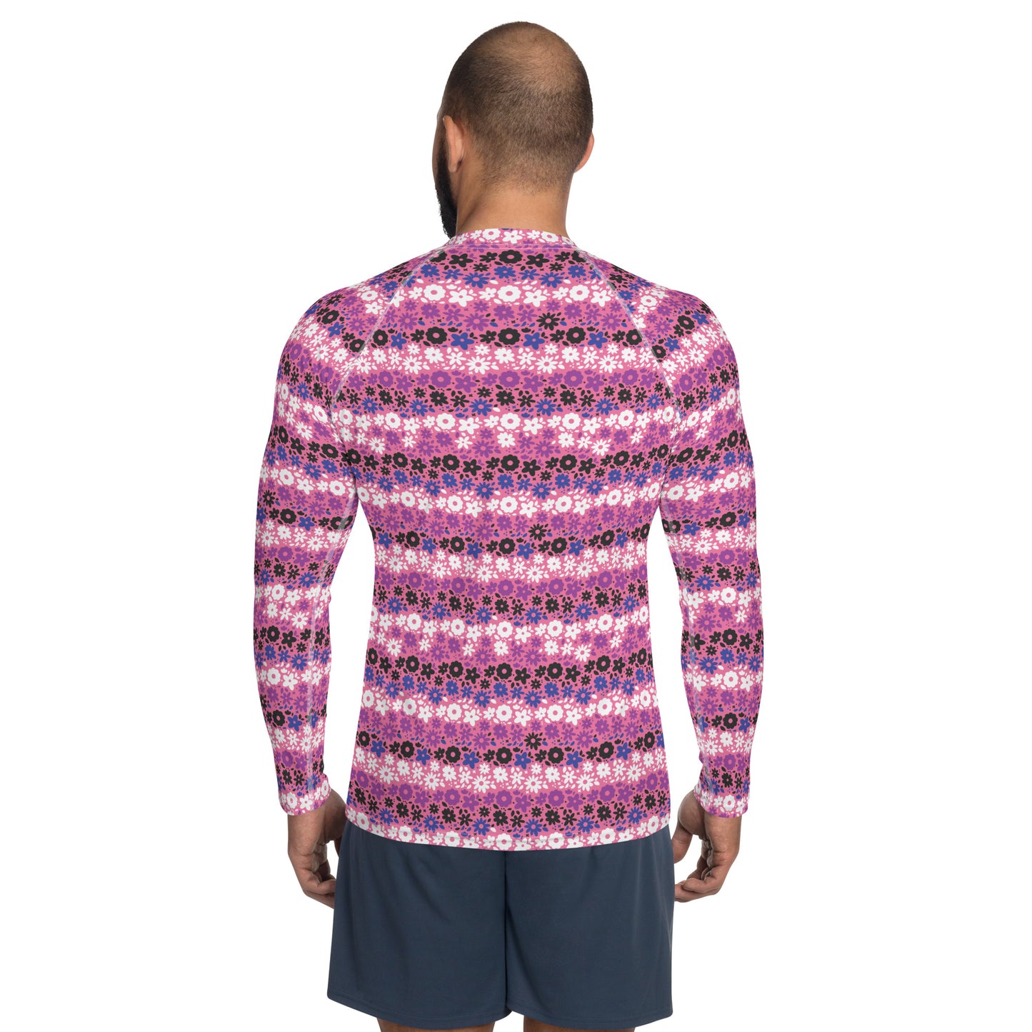 Genderfluid Pride Men’s Rash Guard - LGBTQIA Pink, White, Purple, Black, Blue Athletic Fitted Long Sleeve Shirt - Parade Club Vacation Running Swimming