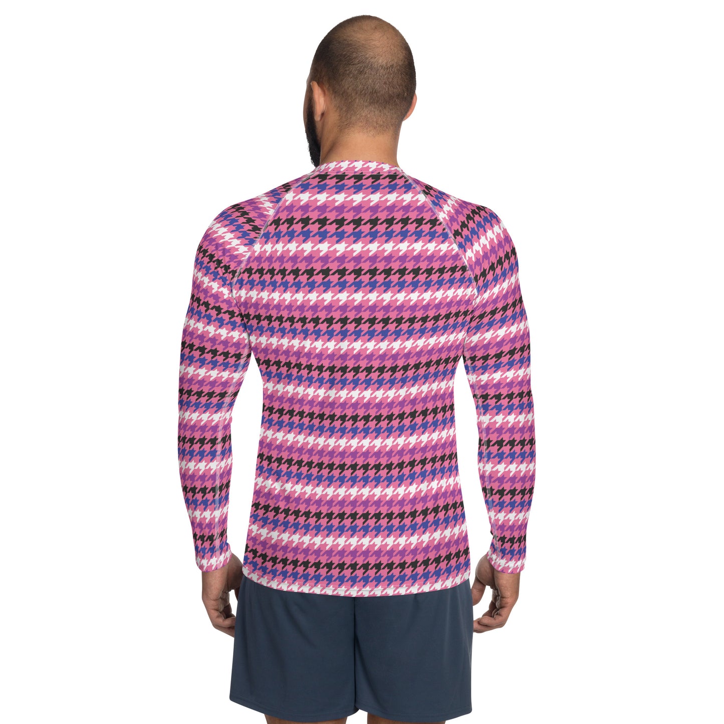 Genderfluid Pride Men’s Rash Guard - LGBTQIA Pink, White, Purple, Black, Blue Athletic Fitted Long Sleeve Shirt - Parade Club Vacation Running Swimming