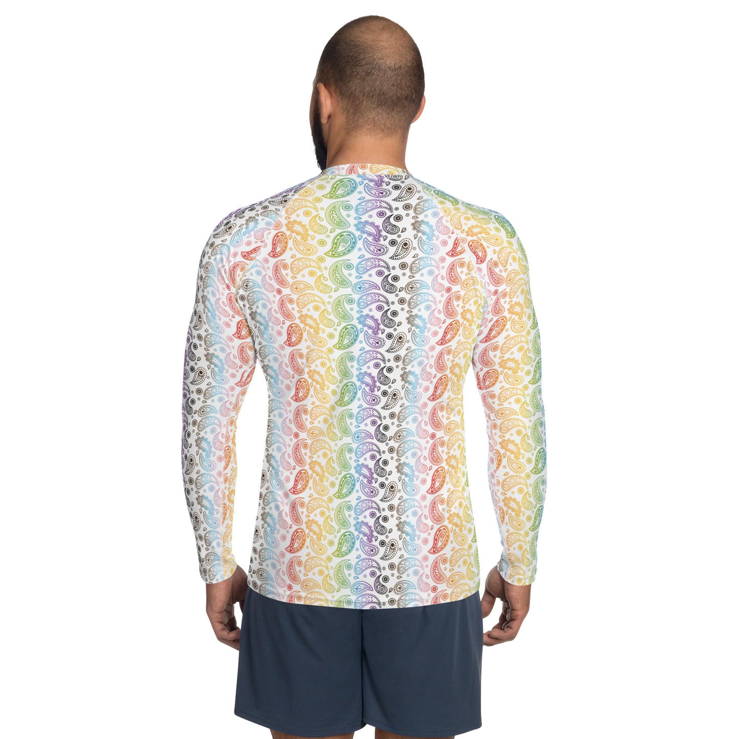 Progress Pride Men’s Rash Guard - LGBTQIA Red, Orange, Yellow, Green, Rainbow, Purple, Black, Pink and White Athletic Fitted Long Sleeve Shirt - Parade Club Vacation Running Swimming