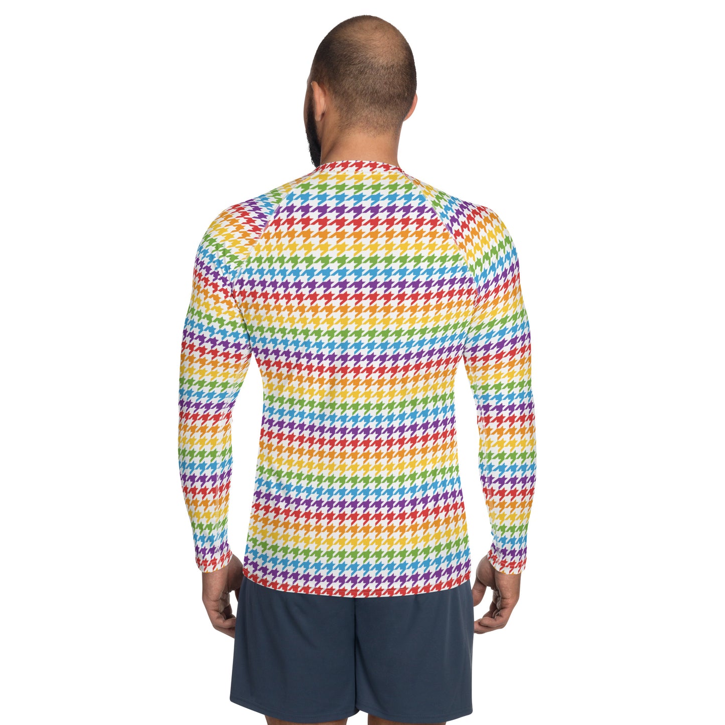 Rainbow Pride Men’s Rash Guard - LGBTQIA Red, Orange, Yellow, Green, Blue, Indigo, and Viole Athletic Fitted Long Sleeve Shirt - Parade Club Vacation Running Swimming