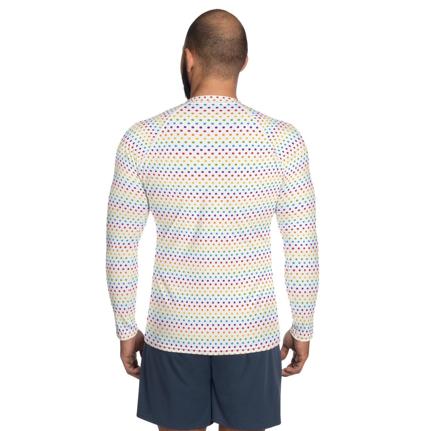 Rainbow Pride Men’s Rash Guard - LGBTQIA Red, Orange, Yellow, Green, Blue, Indigo, and Viole Athletic Fitted Long Sleeve Shirt - Parade Club Vacation Running Swimming