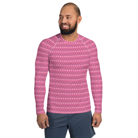 Genderfluid Pride Men’s Rash Guard - LGBTQIA Pink, White, Purple, Black, Blue Athletic Fitted Long Sleeve Shirt - Parade Club Vacation Running Swimming