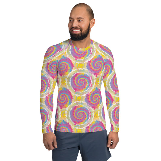 Pansexual Pride Men’s Rash Guard - LGBTQIA Pink, Blue, Yellow Athletic Fitted Long Sleeve Shirt - Parade Club Vacation Running Swimming